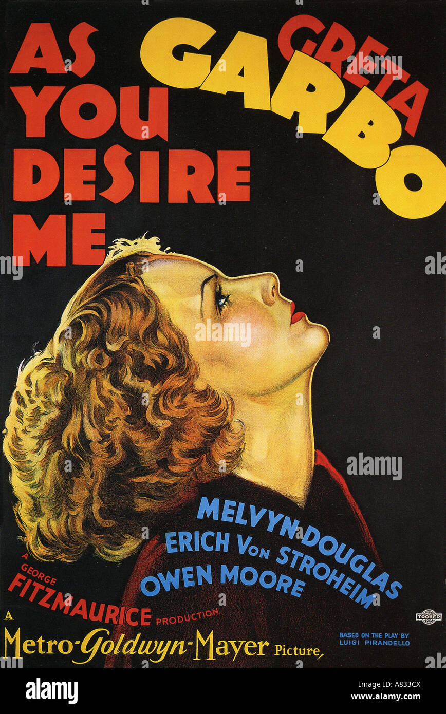 WIE SIE Wunsch mich - Plakat für 1931 MGM film mit Greta Garbo Stockfoto