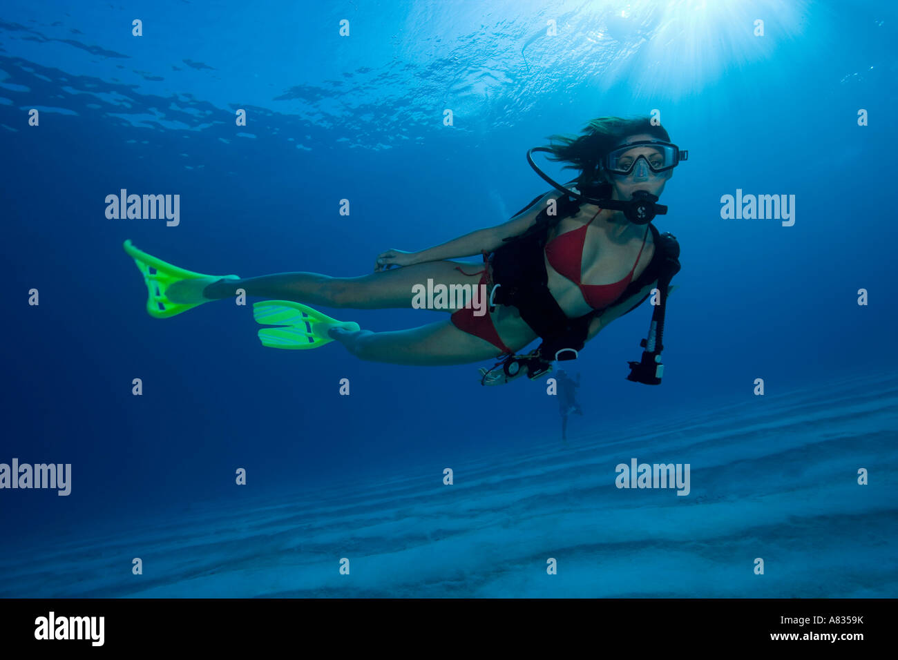 Taucherin mit SCUBAPRO Twin Jet flossen Paradise Reef Divesite Cozumel