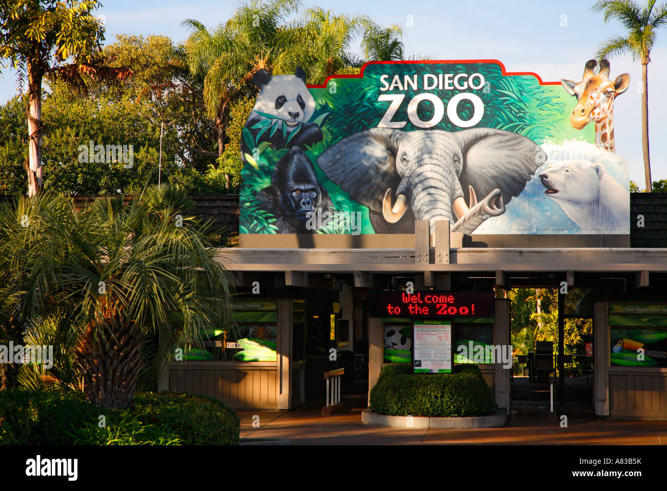Eingang an der San Diego Zoo Balboa Park San Diego California Stockfoto