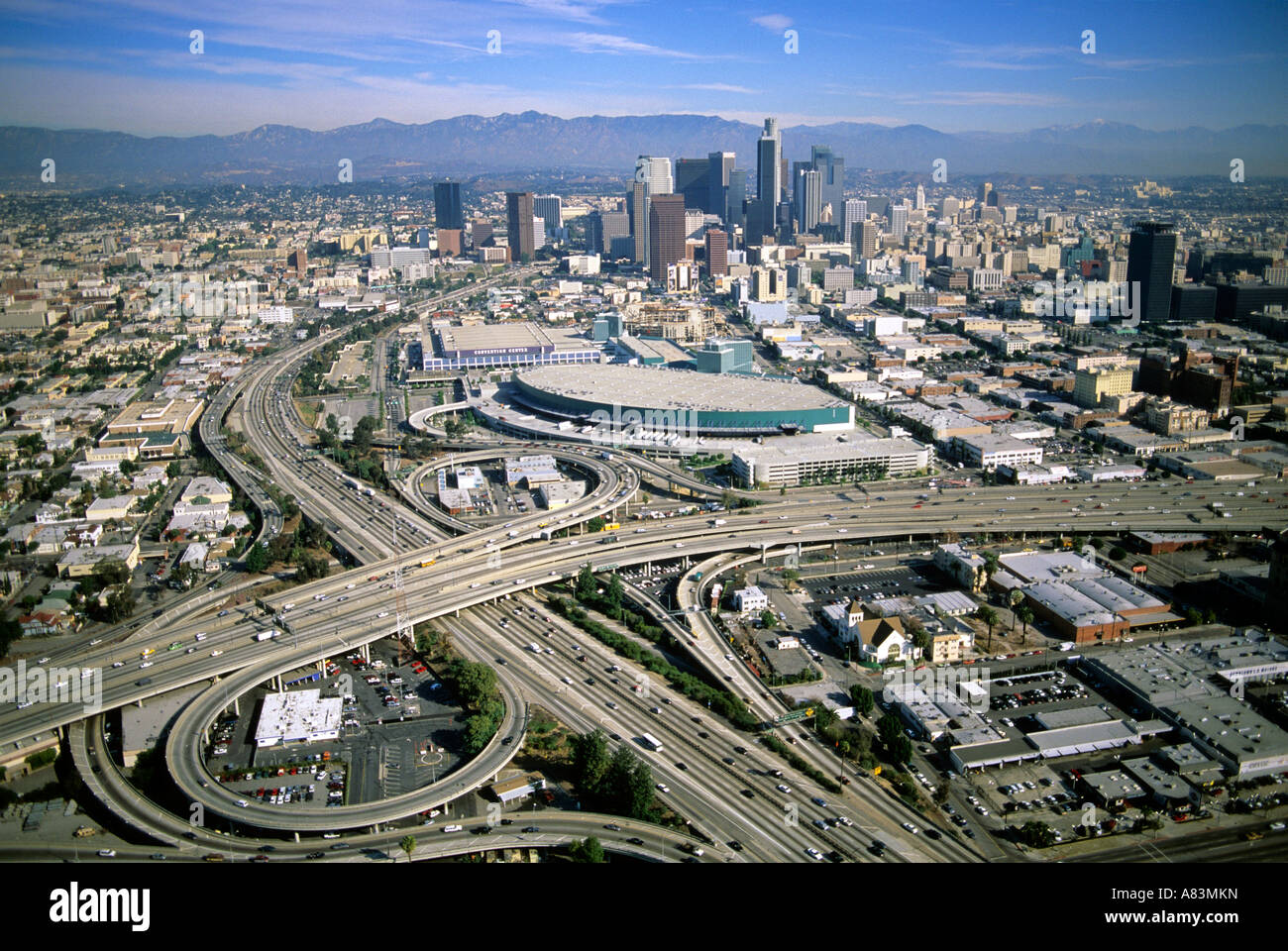 Luftaufnahme der Innenstadt von Los Angeles Kalifornien Stockfoto