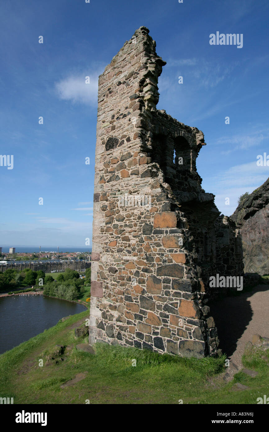 St.-Antonius Kapelle Ruinen Blick auf Edinburgh Stadt Stockfoto