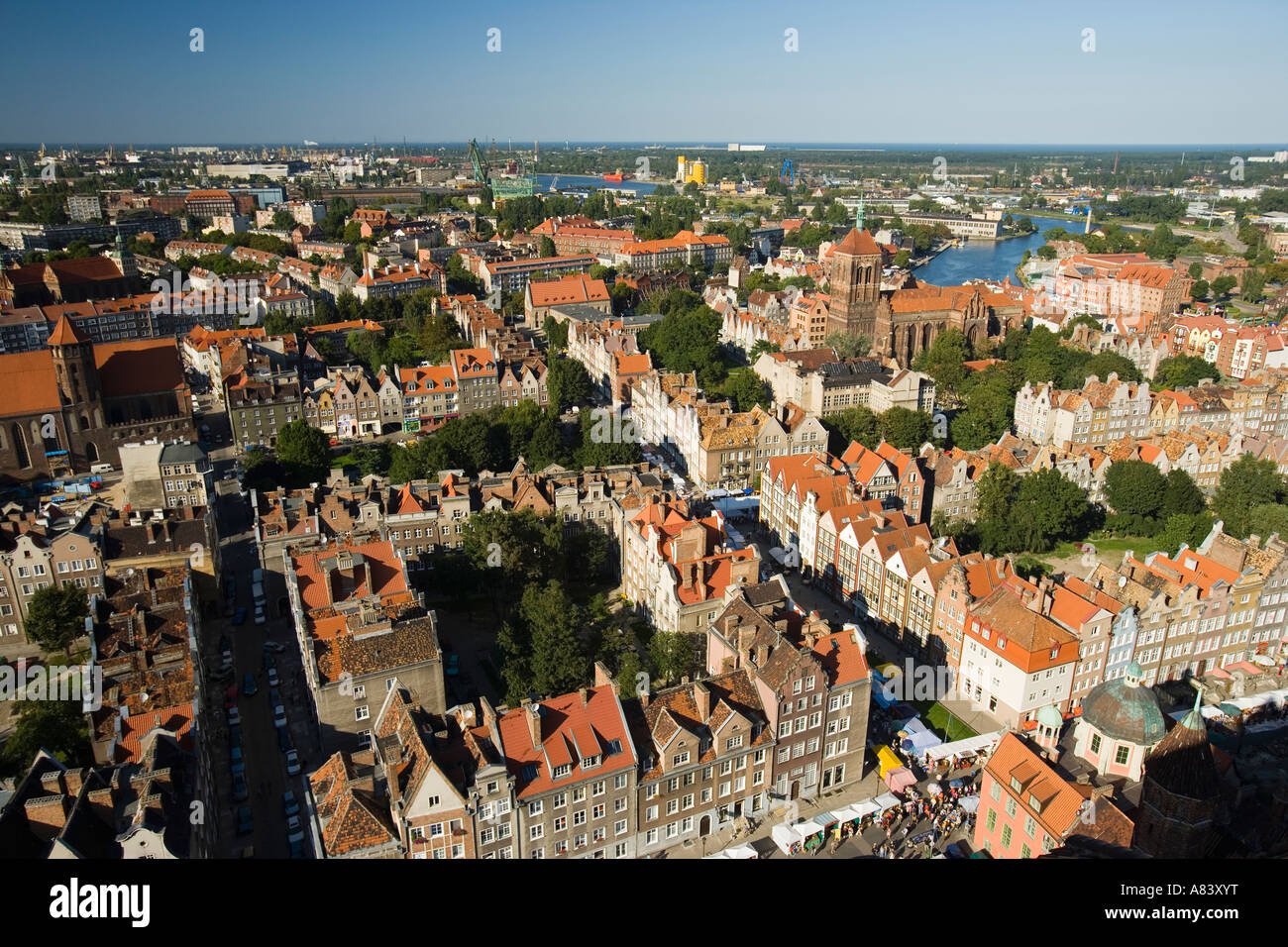 Danzig, Polen; erhöhten Blick auf die Stadt von Str. Marys Kirchturm Stockfoto