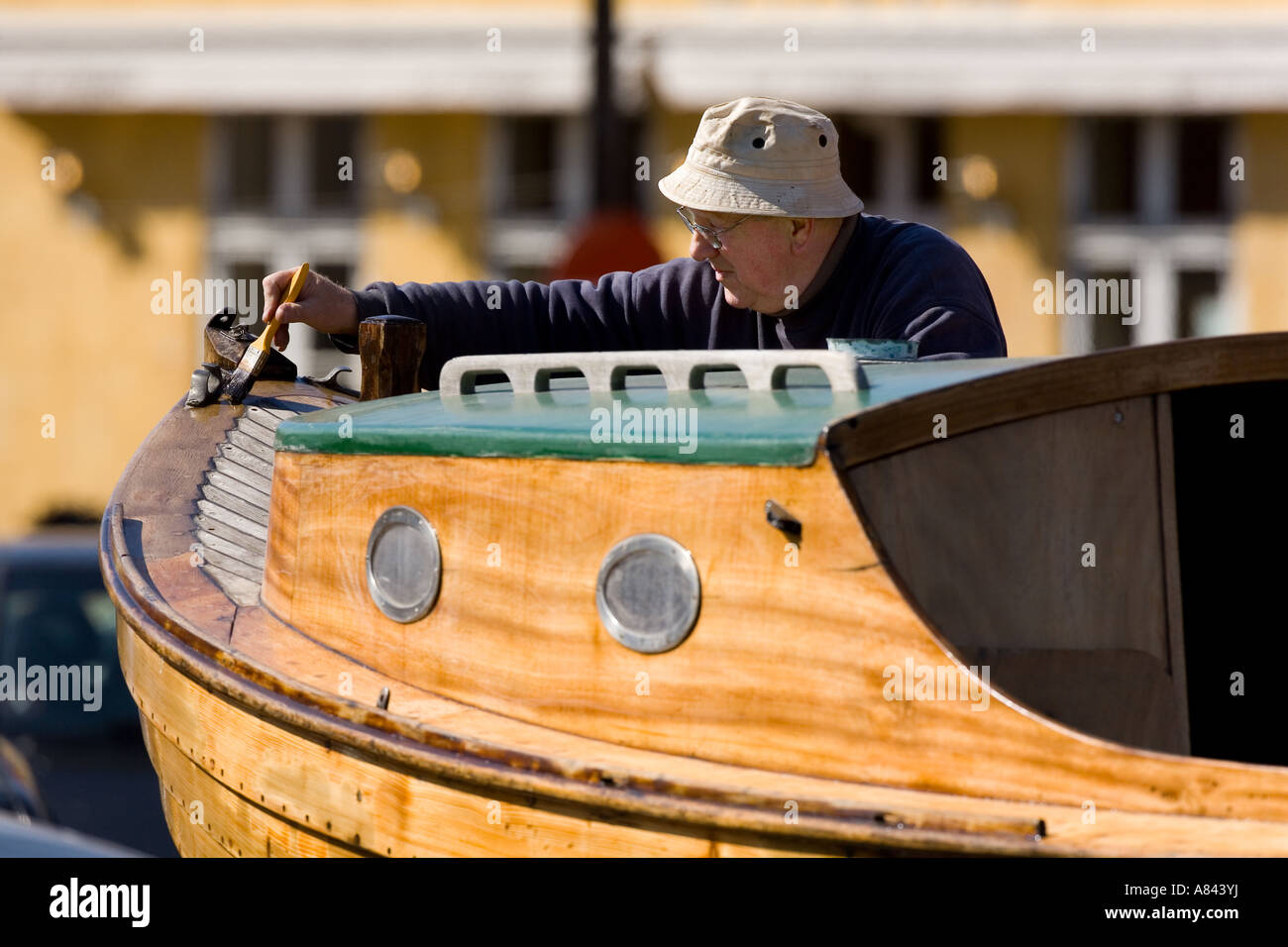 Alte Gemälde das Bootsdeck Stockfoto