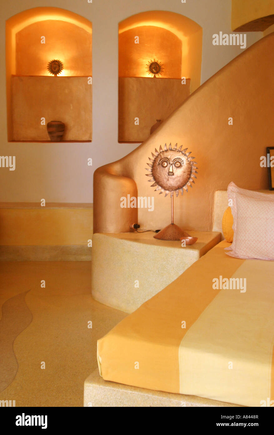 spektakuläre SUN Schlafzimmer Suite Designer Nilaya Hermitage-Boutique-Hotel in Goa Indien Stockfoto