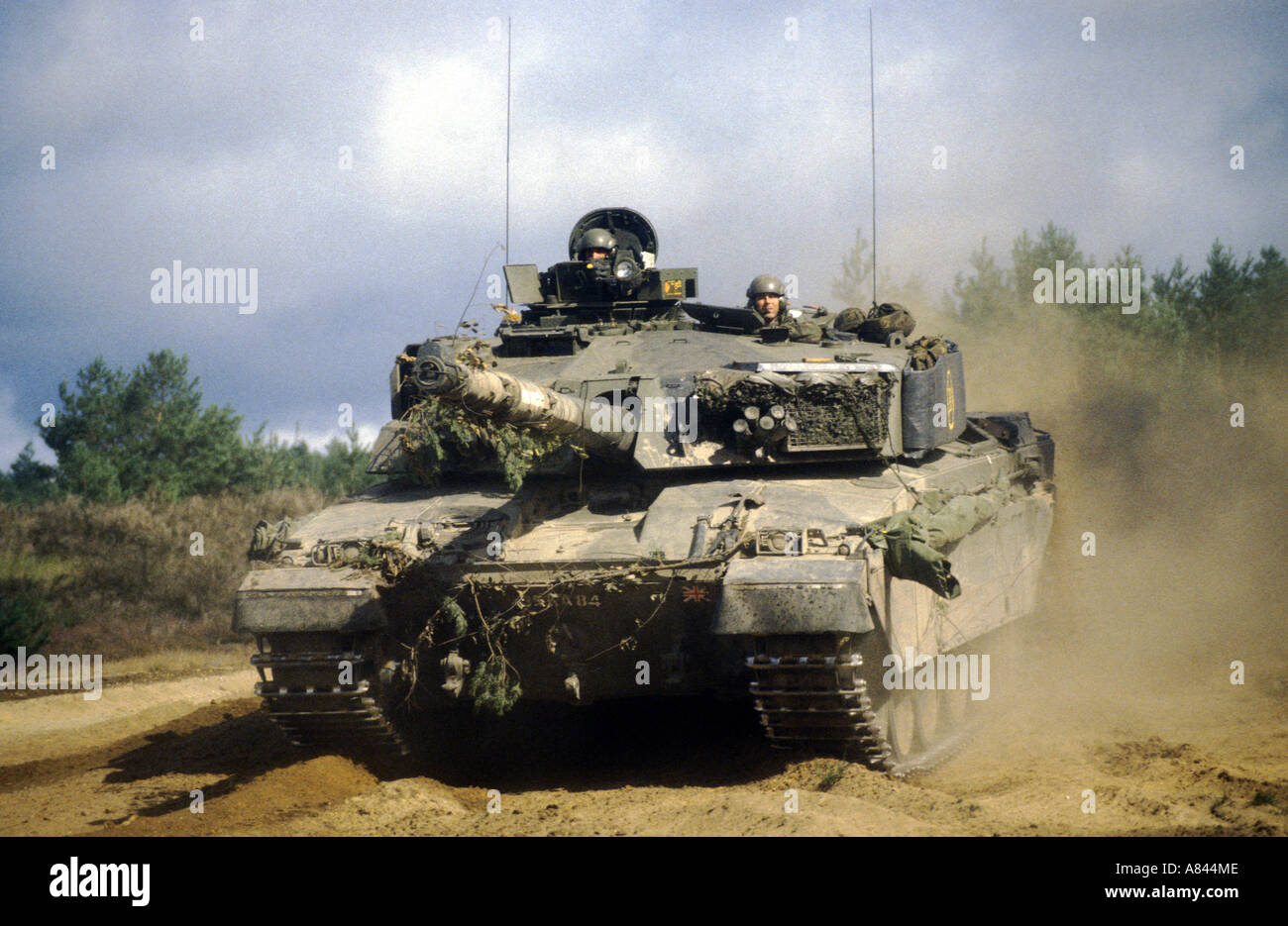 Britische Armee Challenger Tank bei Manövern Stockfoto