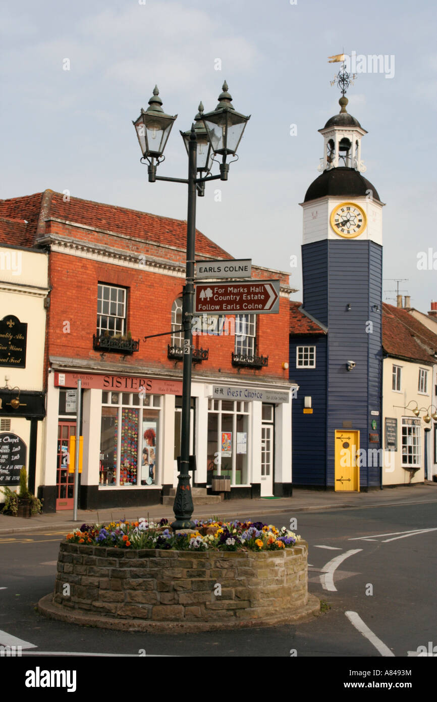 Nominierungsparteitag viktorianischen Lampe Normen und das Dorf Uhr Essex England uk gb Stockfoto