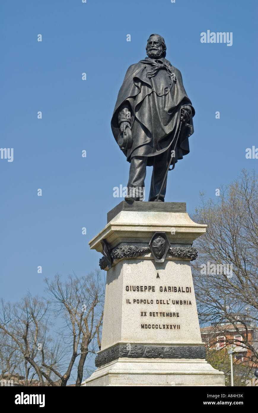 Perugia, Umbrien, Italien. Statue von Giuseppe Garibaldi Stockfoto