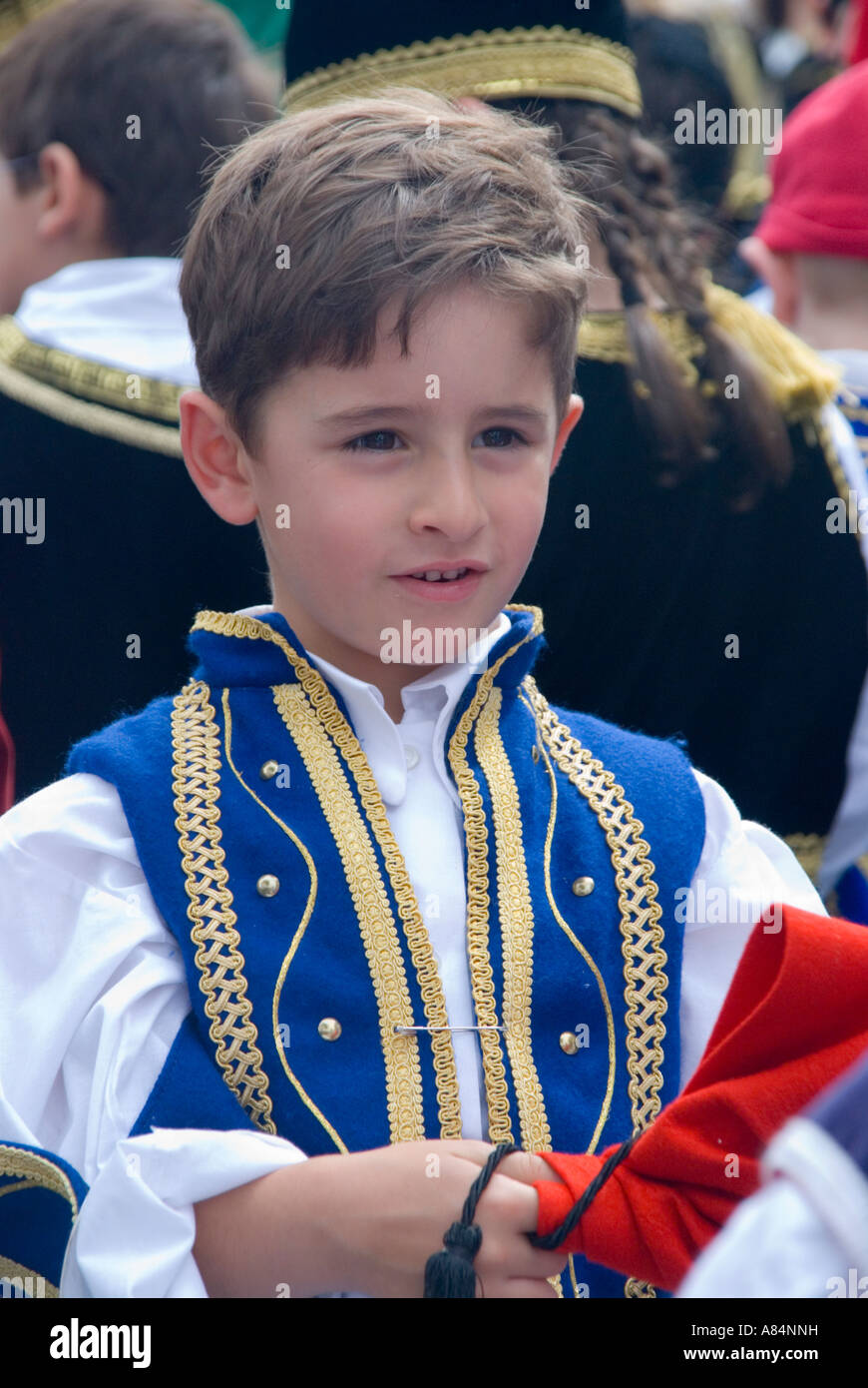 Ein australische Kind griechischer Abstammung zu feiern, bei einem Festival in Tracht Stockfoto