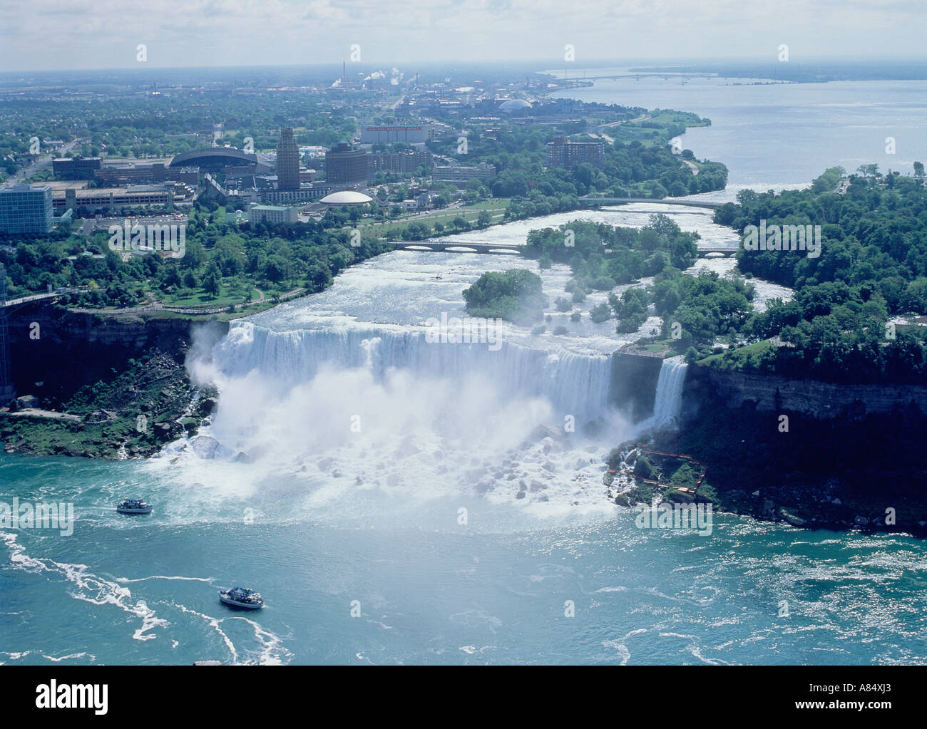 Die Vereinigten Staaten von Amerika. New York State. Niagara Falls. American Falls. Luftaufnahme. Stockfoto