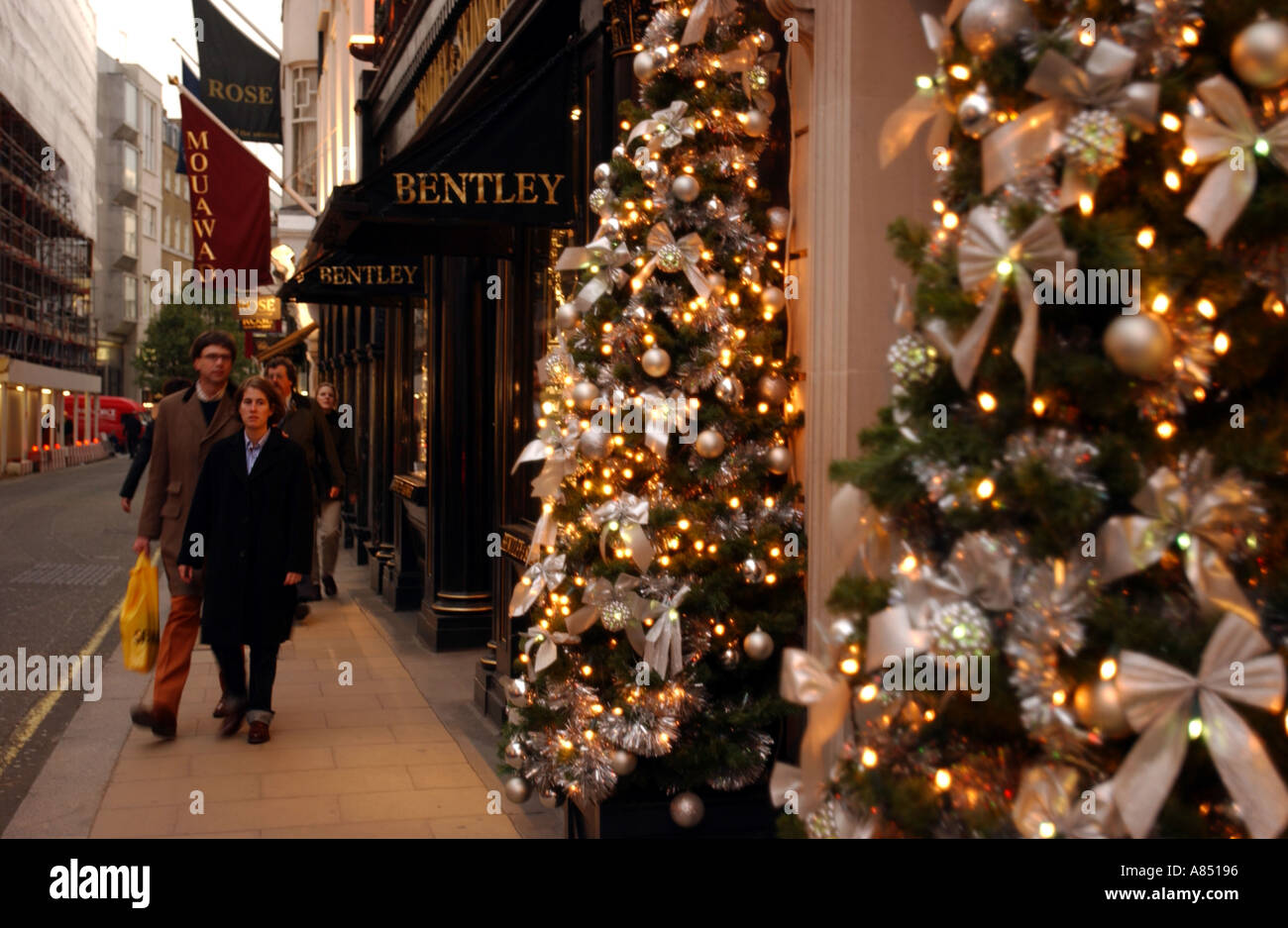 Bond Street, Designer-Läden zu Weihnachten Stockfoto