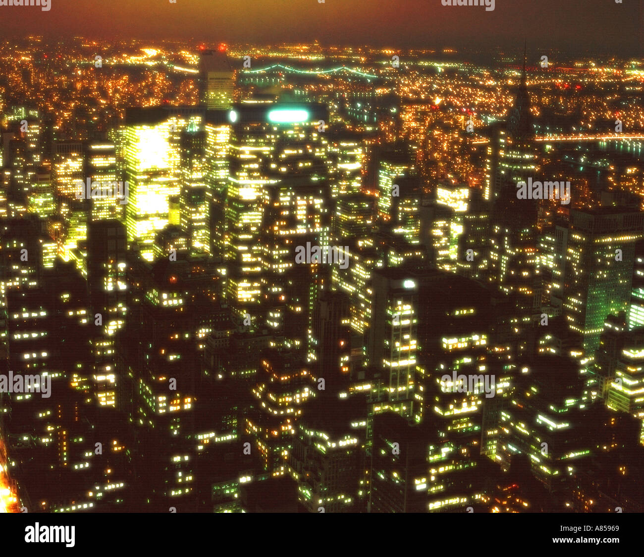 New York City bei Nacht abstrakt Stockfoto