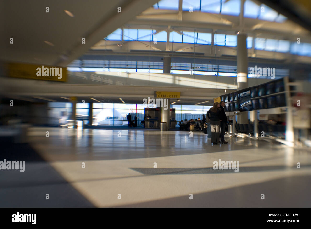 Verzerrte unscharfe Bilder in Newark NJ Liberty Flughafen Stockfoto