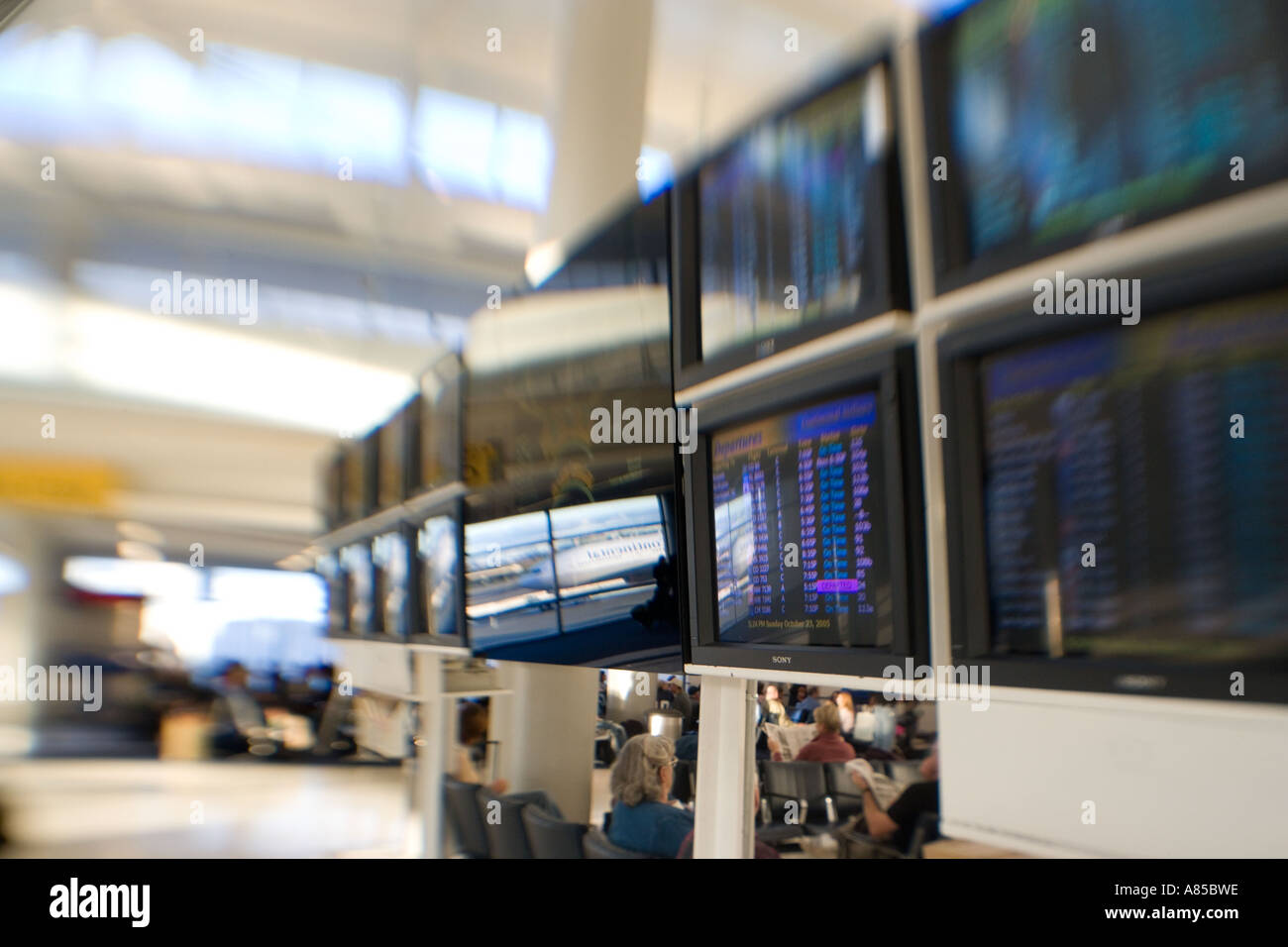 Verzerrte unscharfe Bilder in Newark NJ Liberty Flughafen Stockfoto