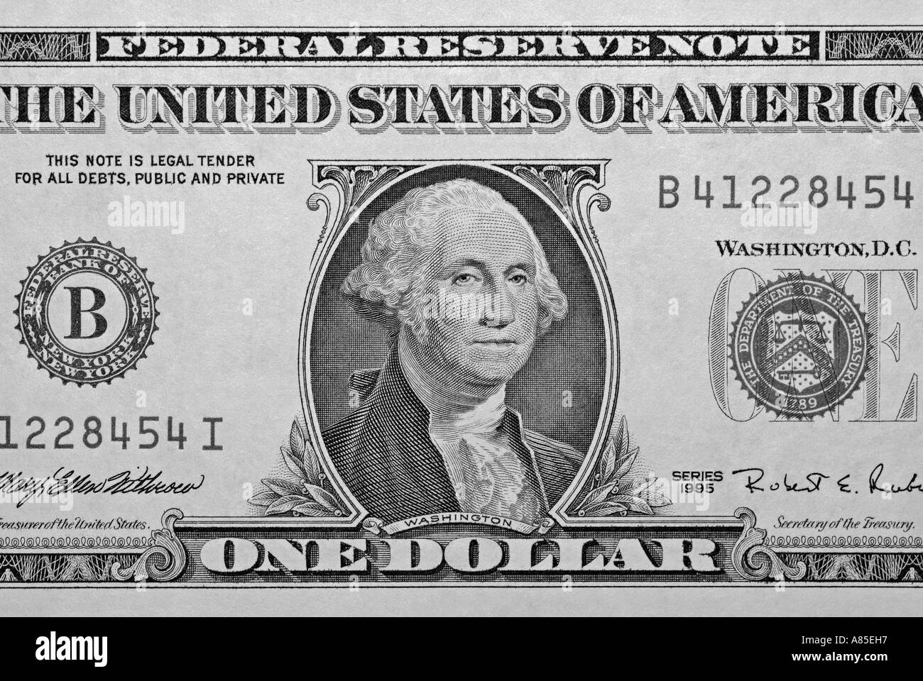 Frame schließen Auffüllen einer Vereinigte Staaten von Amerika ein-Dollar-Note Stockfoto