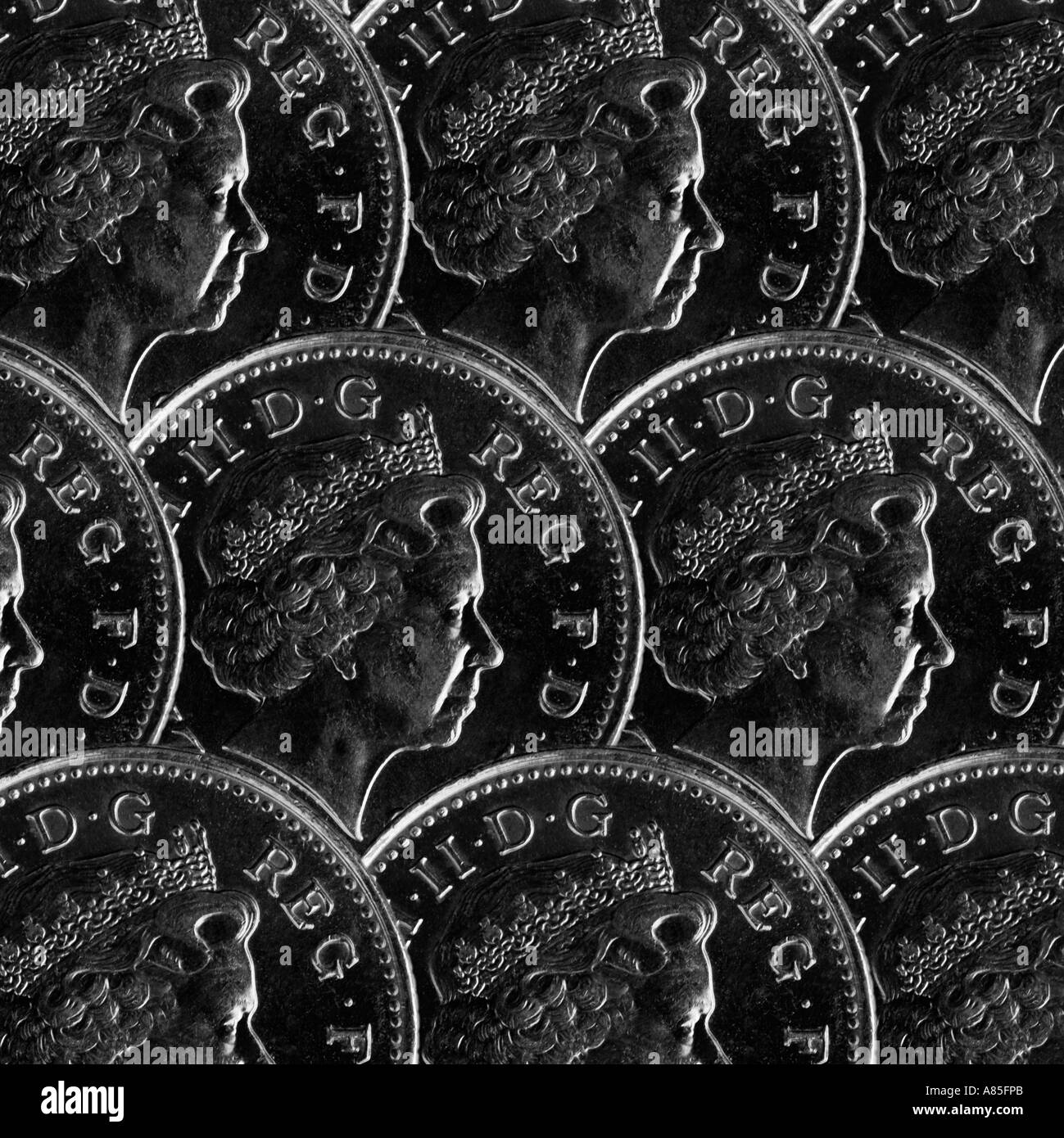 Britische zehn Pence Münzen Stockfoto