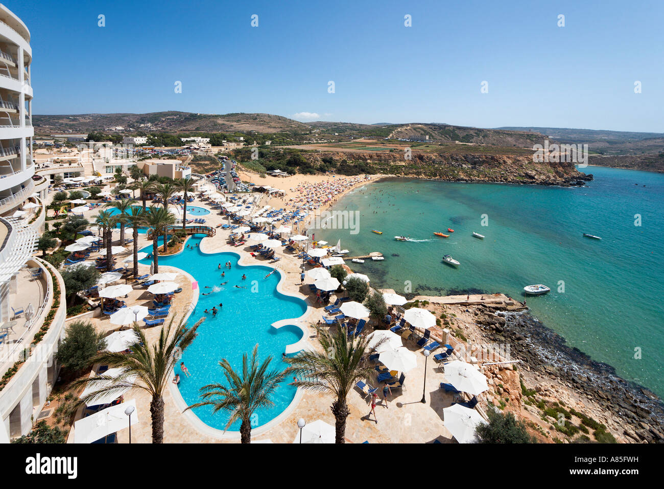 Radisson SAS Golden Sands Hotel, Golden Bay, Malta Stockfoto
