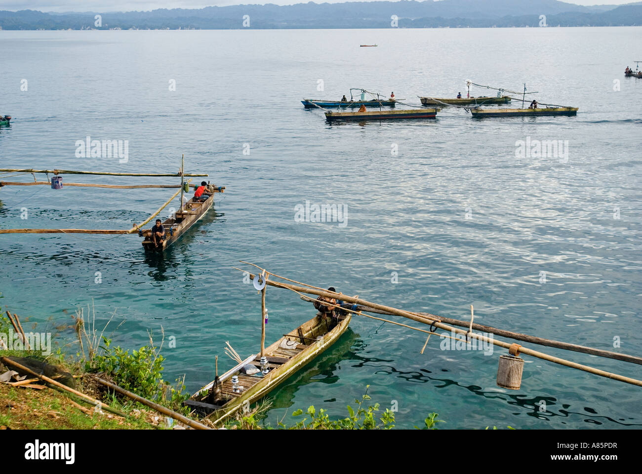 Butonese Fischer in Kabui Bay, Insel, Waigeo, Raja Ampat Indonesien. Stockfoto