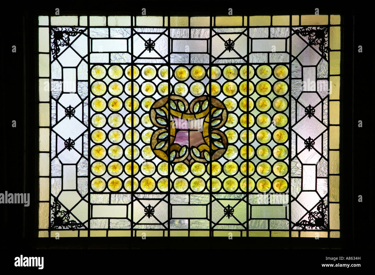 Ein original Louis Comfort Tiffany Buntglasfenster - Flagler College in St. Augustine Florida USA das alte Ponce de Leon hotel Stockfoto