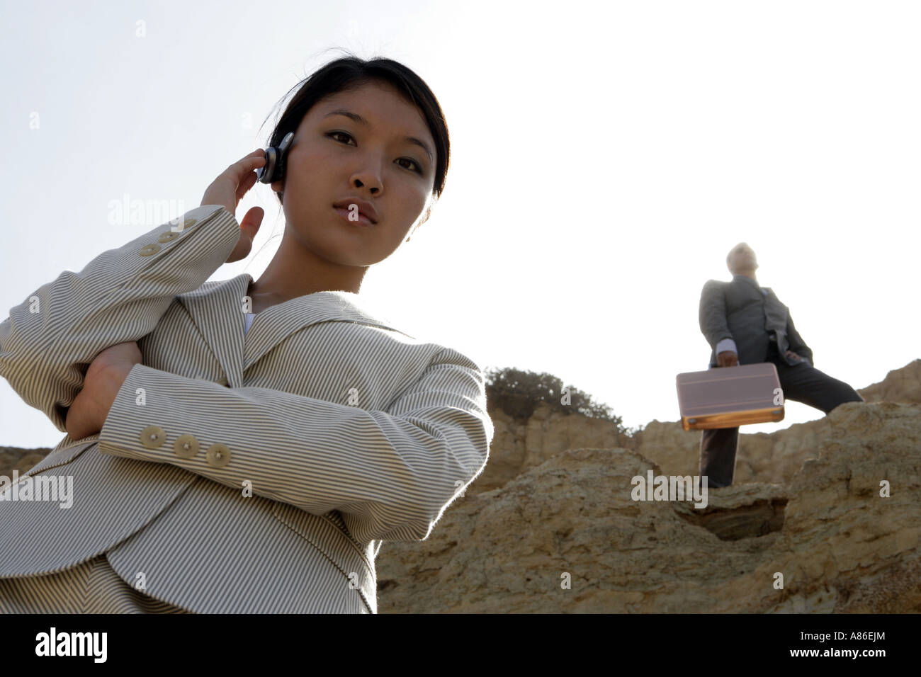 Blick auf zwei Geschäftsleute. Stockfoto