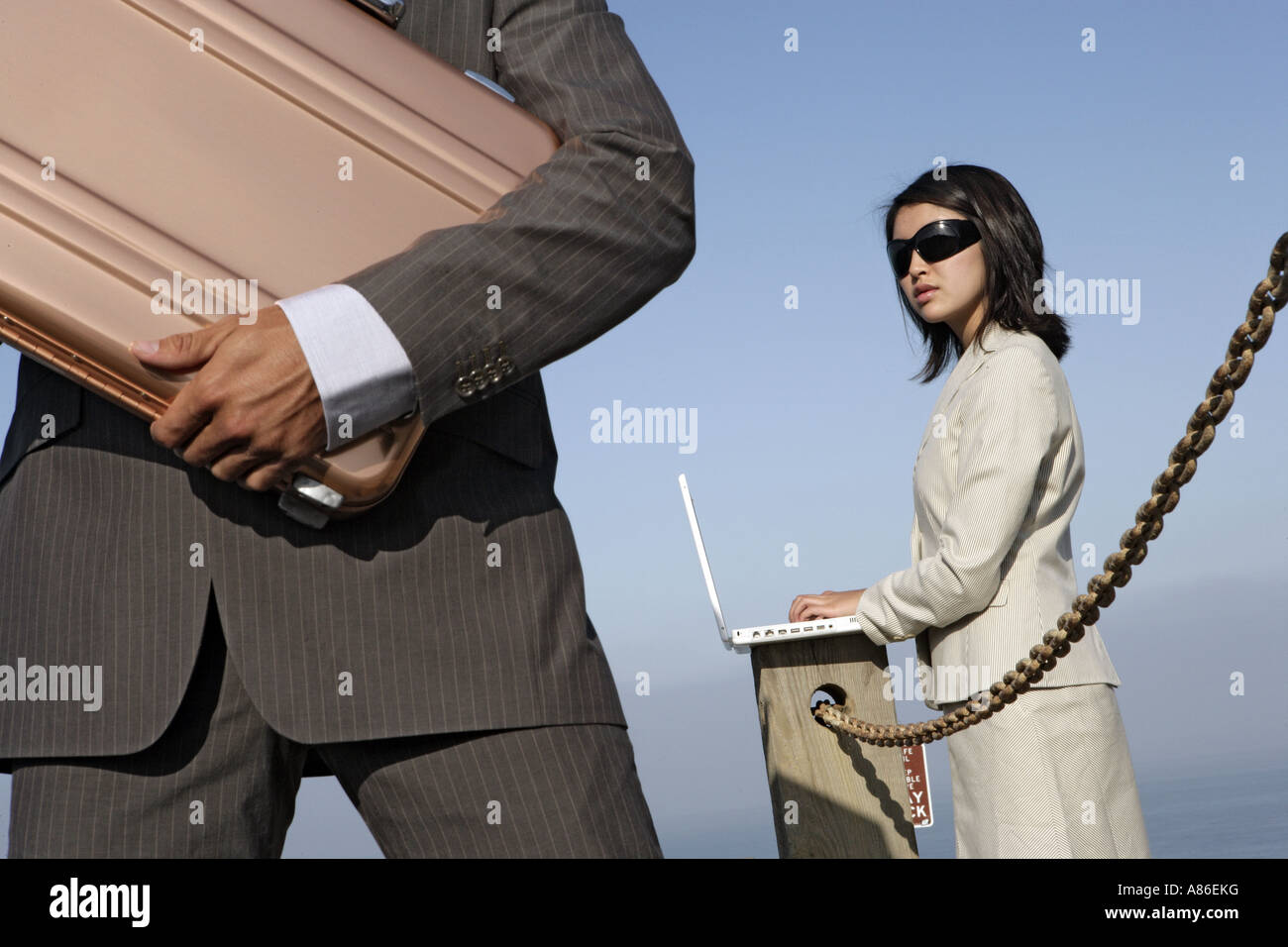 Blick auf einen Mann und eine Frau. Stockfoto