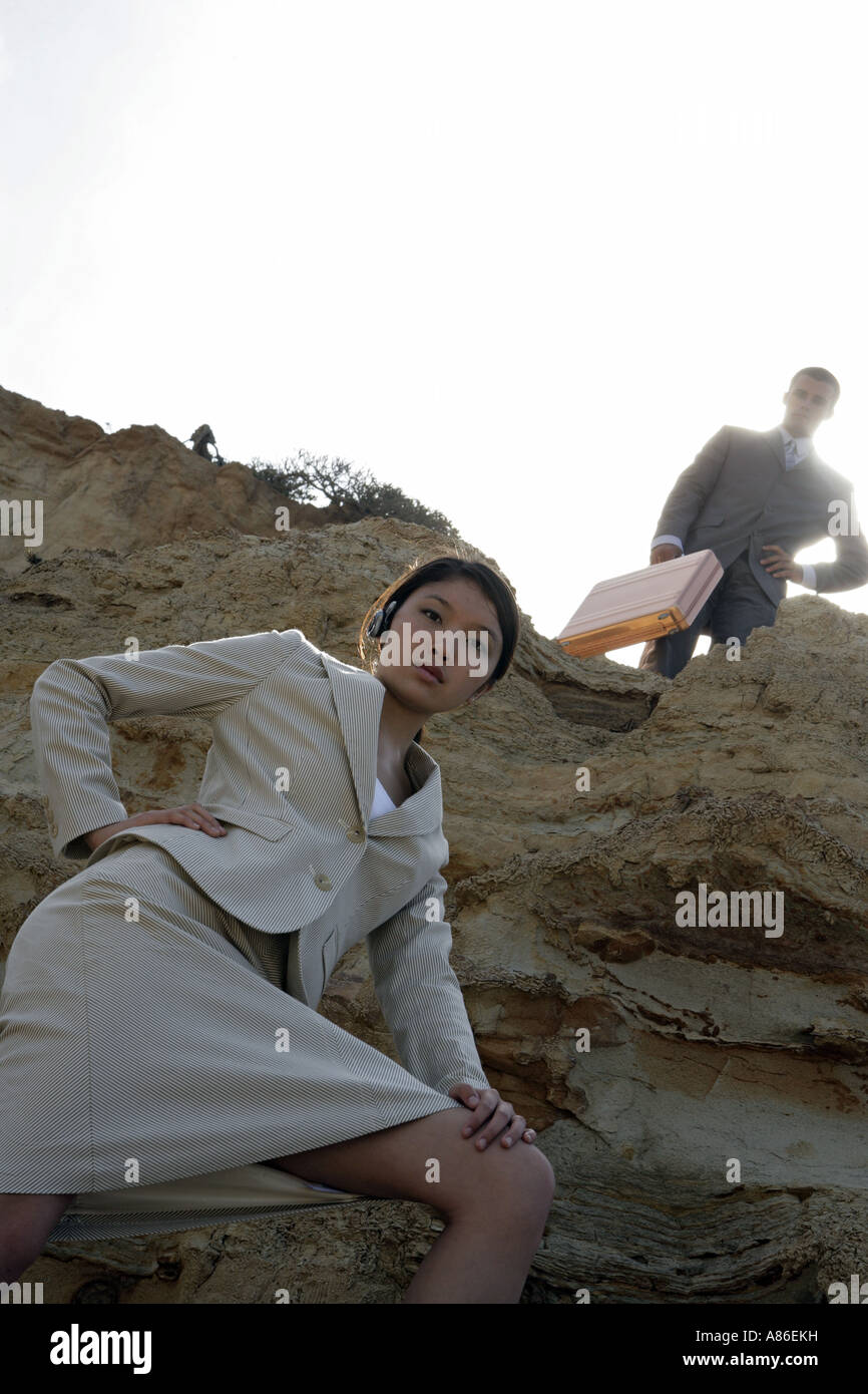 Blick auf zwei Geschäftsleute. Stockfoto