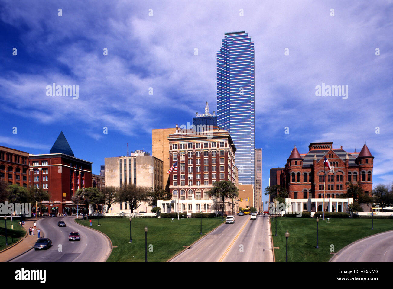 Dallas Downtown On the Left Straße John Kennedy wurde ermordet. JFK Stockfoto