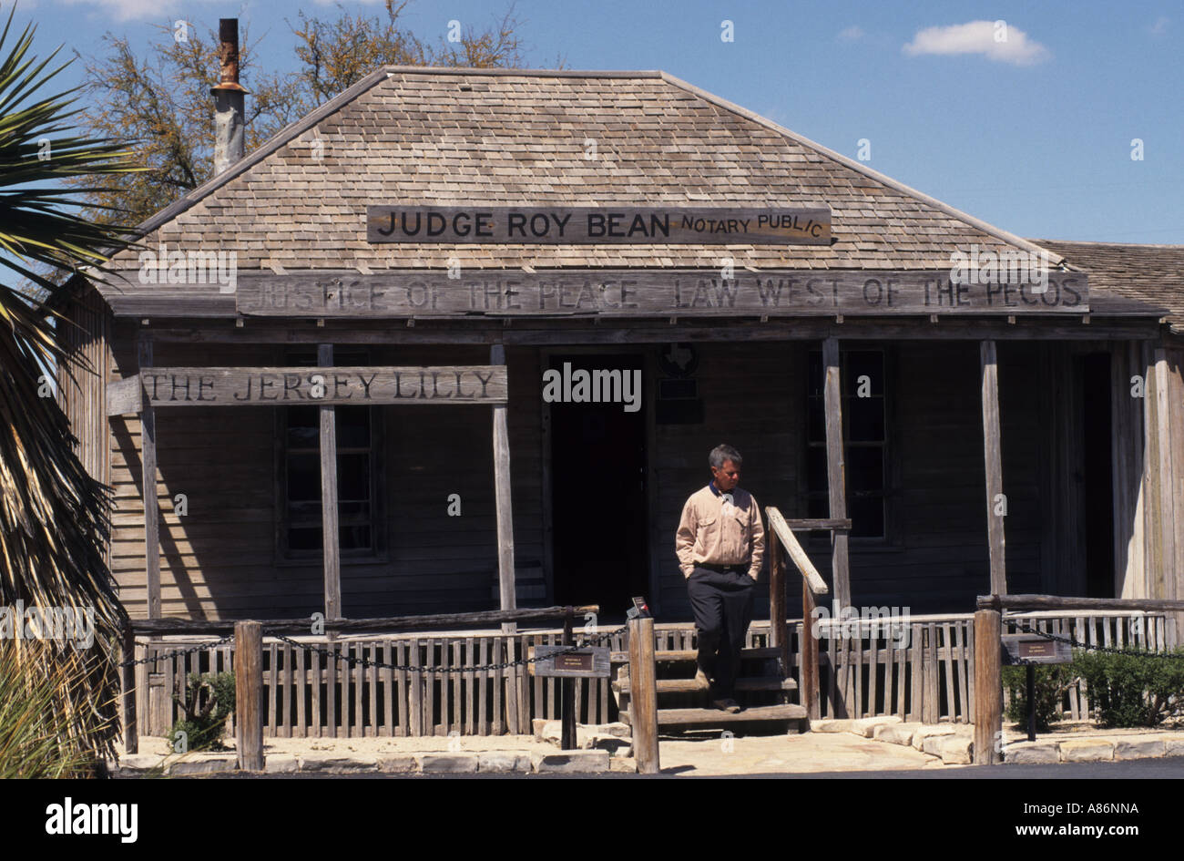 USA Texas USA Langtry Judge Roy Bean das Gerichtsgebäude und Saloon Jersey Lilly Texas Stockfoto