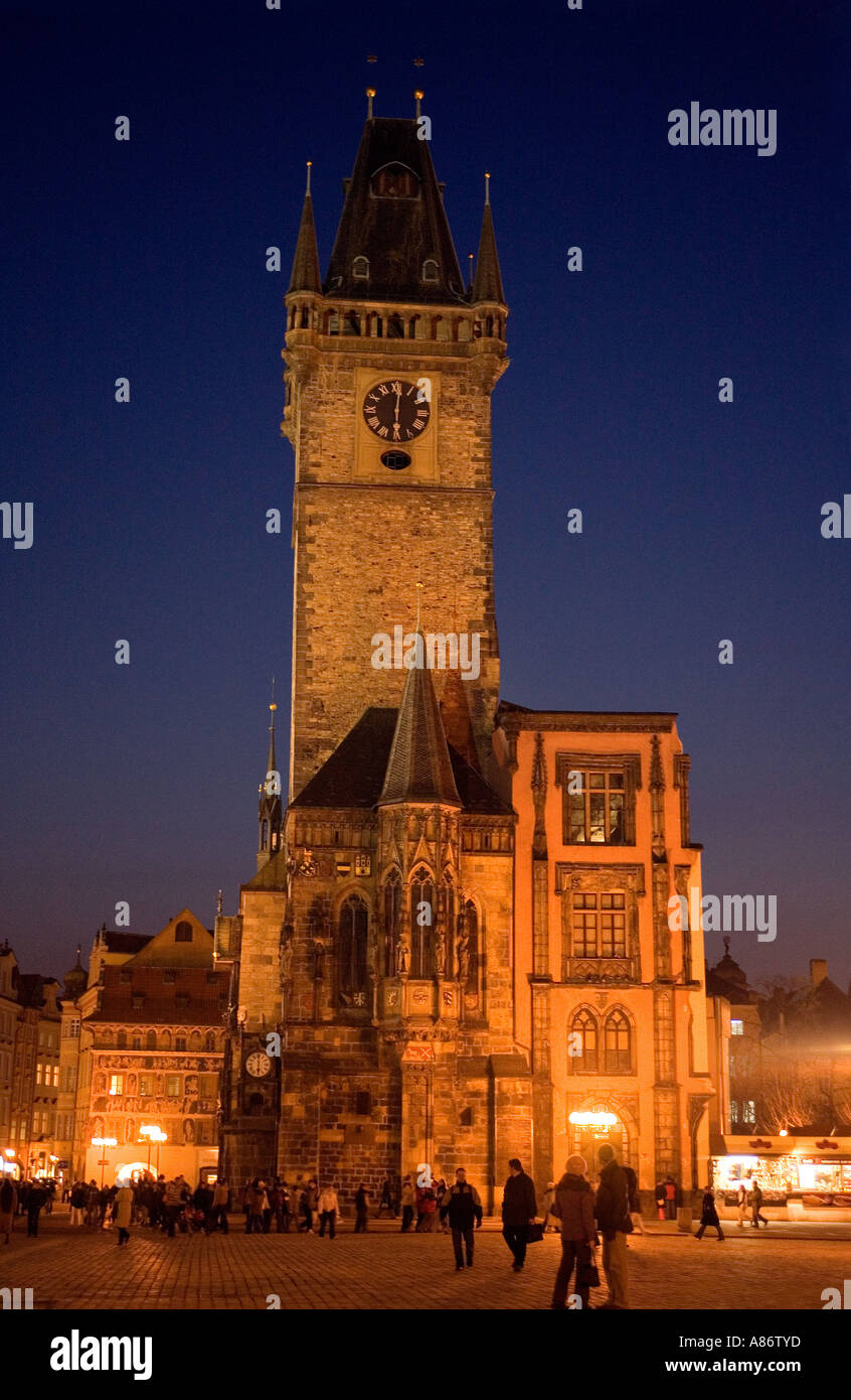 Die Magie des Altstädter Ring in der Nacht. Prag Stockfoto