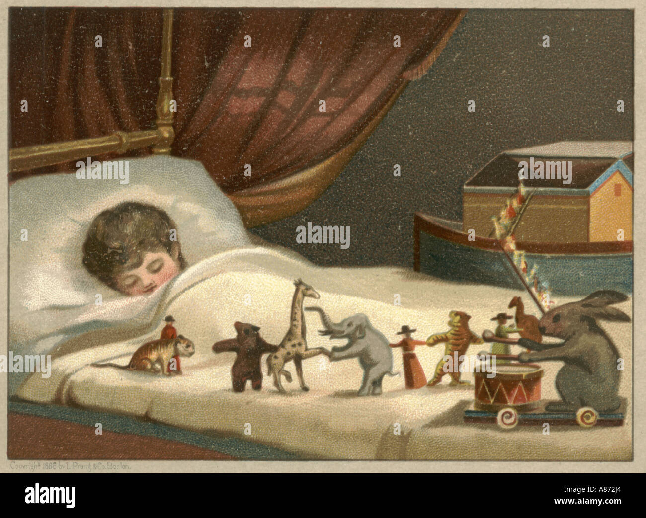 Weihnachtsgrußkarte 1886 Stockfoto