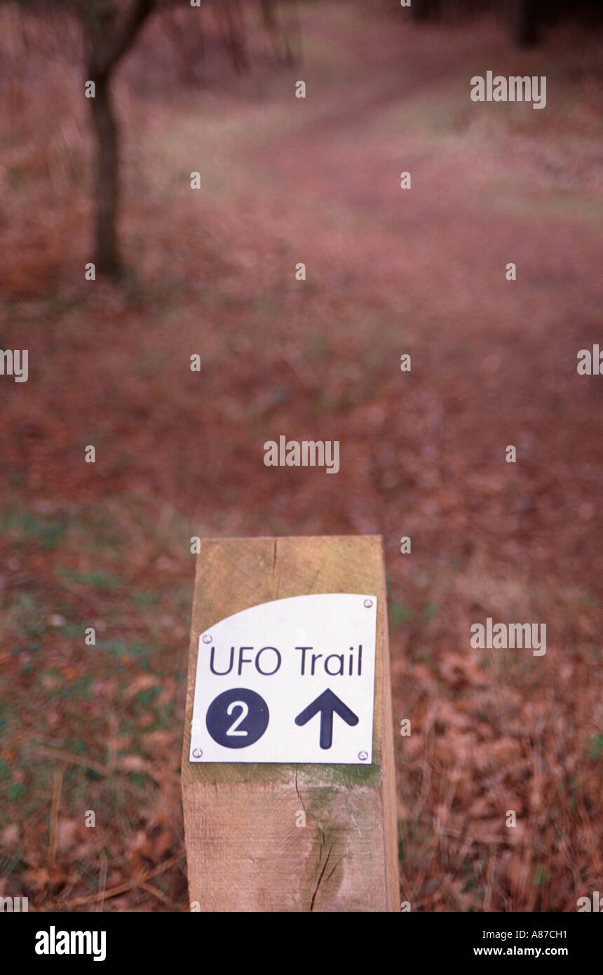 UFO-Trail Zeichen Marker Rendlesham Forest Suffolk England Stockfoto