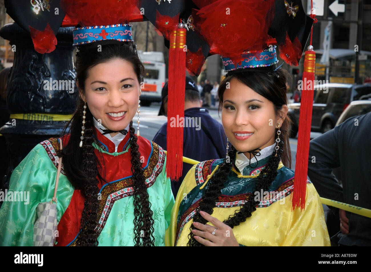Portrait der chinesischen Neujahrsfeiern bei der chinesischen Neujahrsparade in San Francisco. Stockfoto