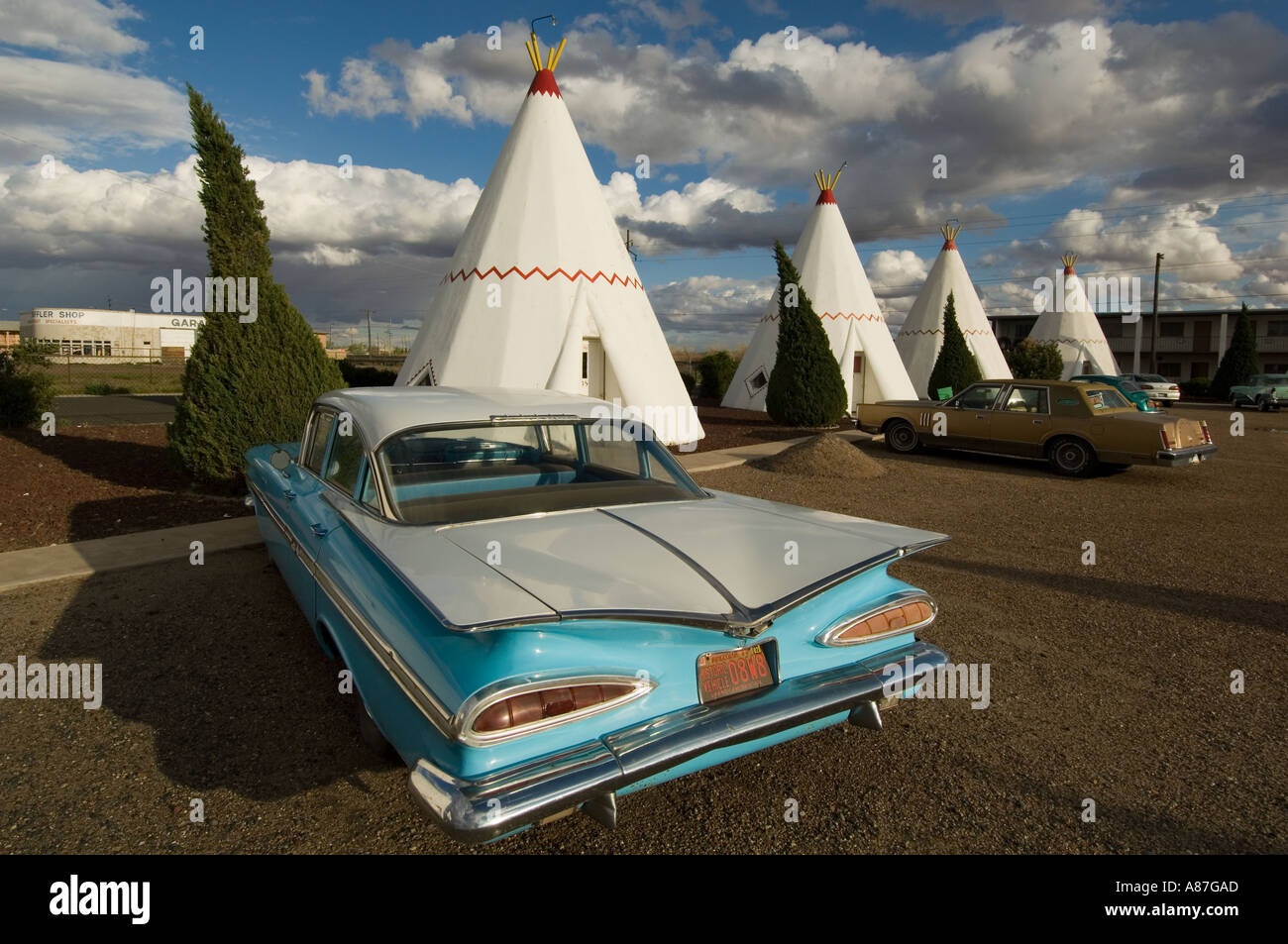 Zimmer Tipi Wigwam Motel gebaut 1950 alte Route 66 Holbrook Arizona Stockfoto