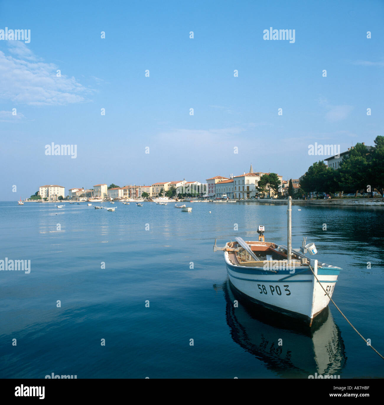 Hafen Sie im Jahr 1986 (heute bemerkenswert unverändert), Porec, Istrien, Kroatien Stockfoto