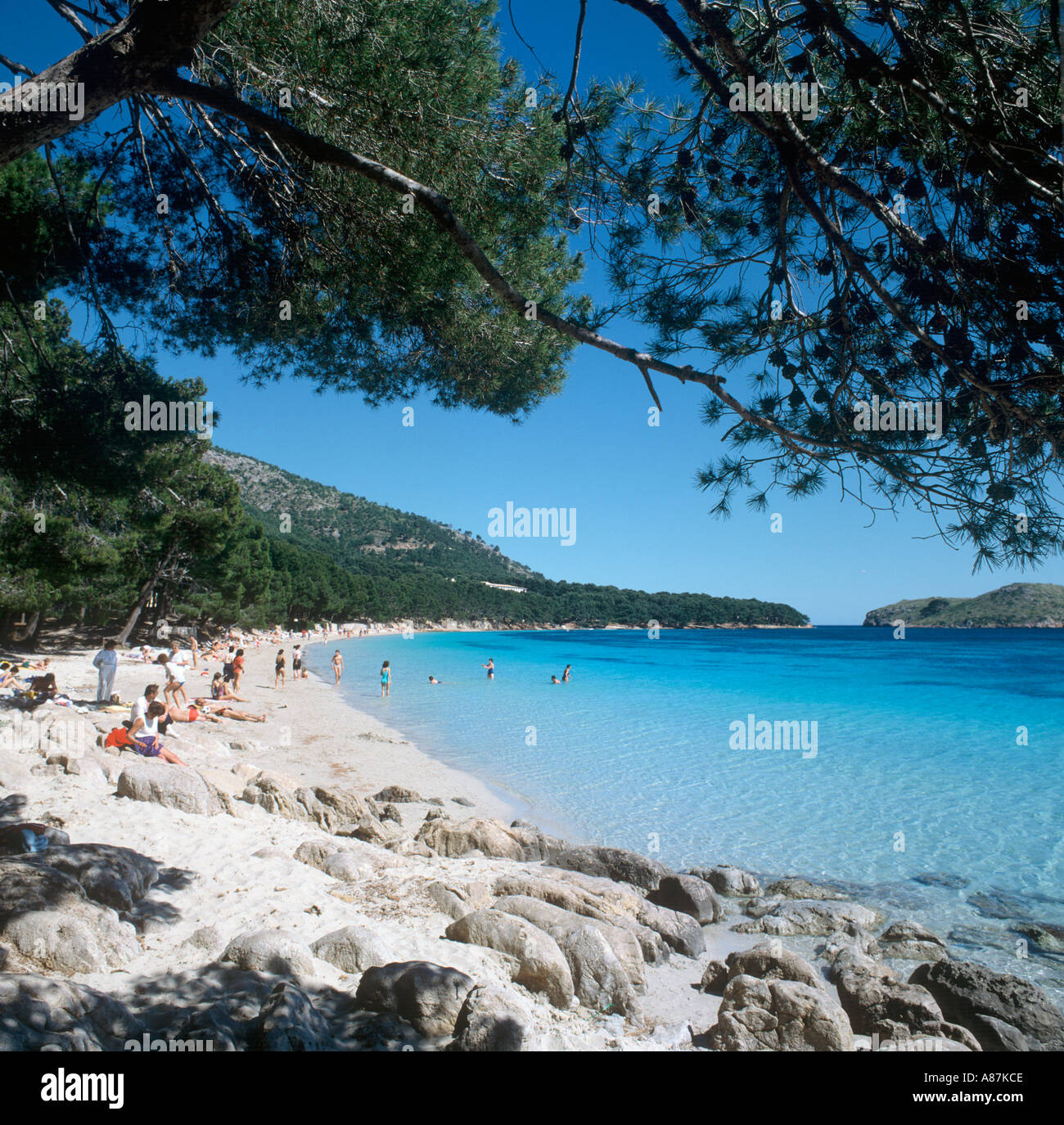 Strand von Formentor 1995 vor der Sanierung, Mallorca, Spanien Stockfoto