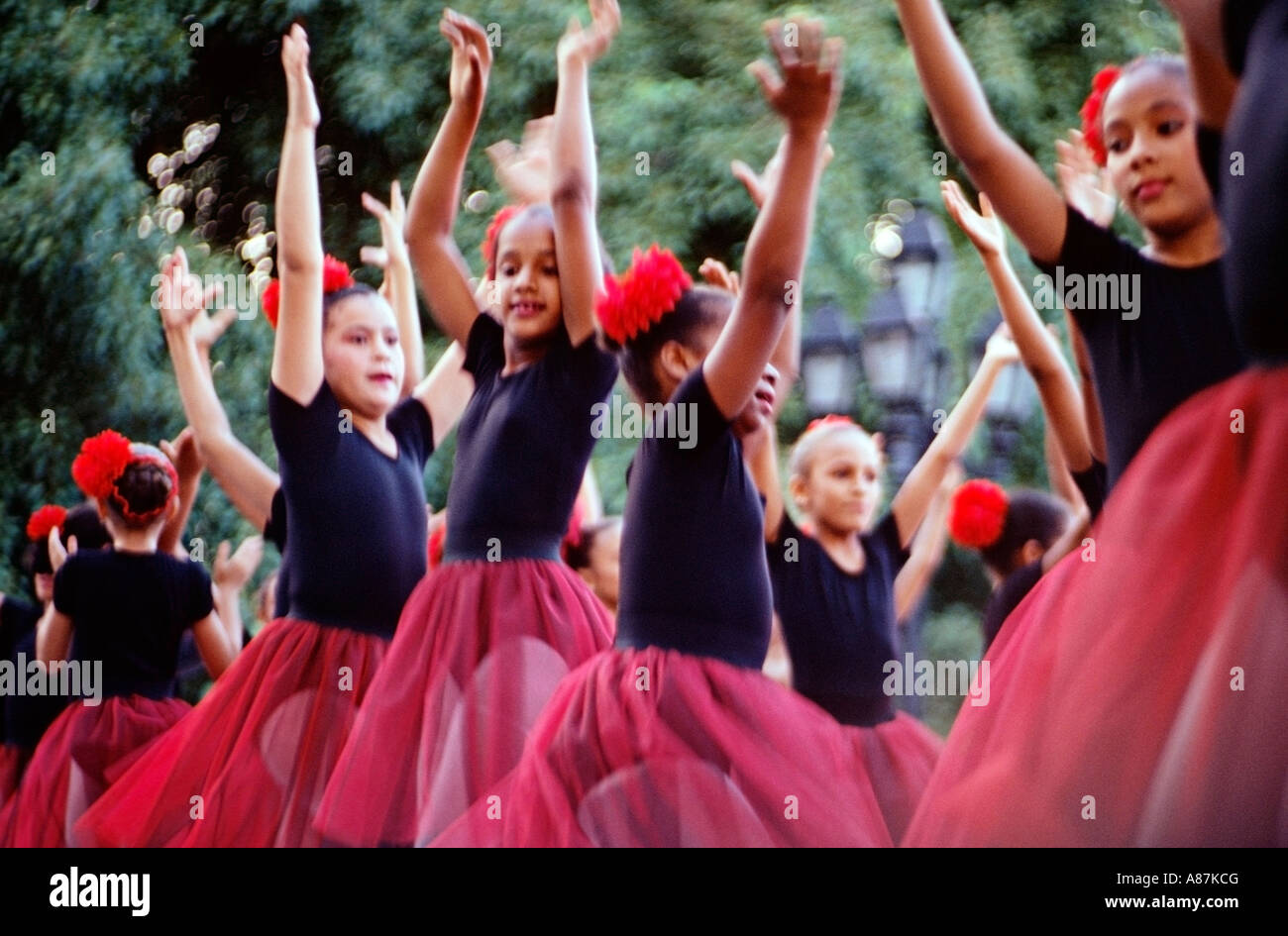Junge Mädchen Ballett bei einem Festival in Santo Domingo Dominikanische Republik Stockfoto