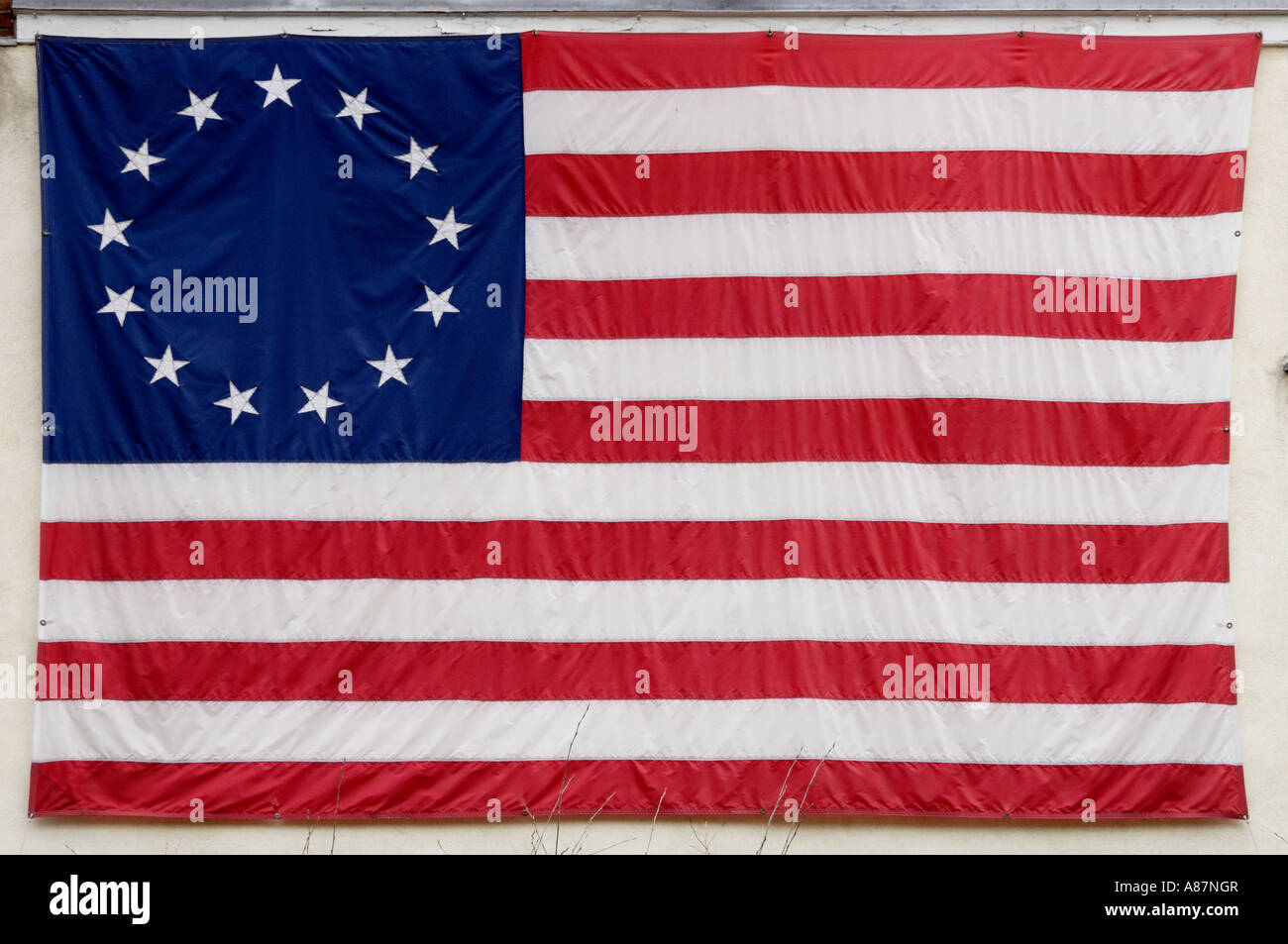 Betsy Ross American flag mit 13 Kolonien vertreten Philadelphia Pennsylvania USA Stockfoto