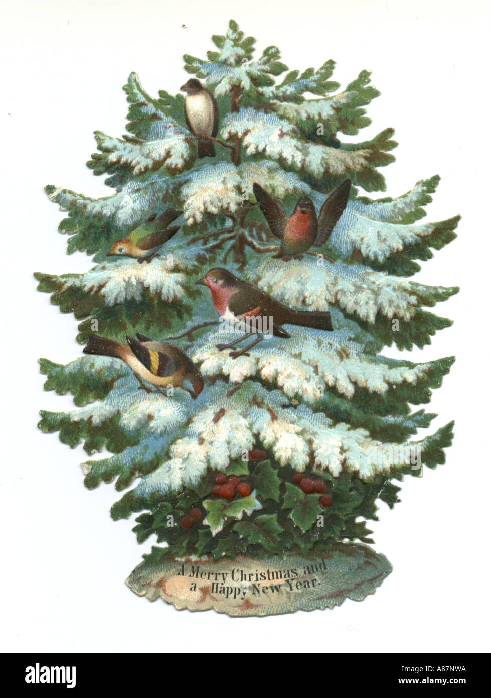 Die schneiden Schrott beladenen Weihnachtsbaum Schnee um 1880 Stockfoto