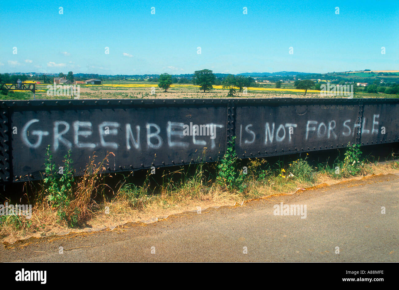 Greenbelt ist nicht für Verkauf Graffiti Verschmutzung South East Wales Stockfoto