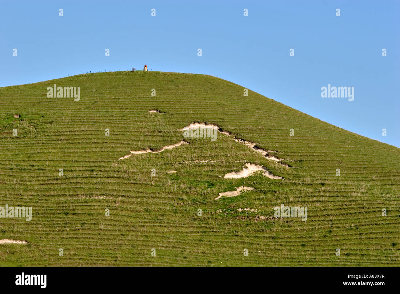 Gepflückten Hill, Wiltshire mit mittelalterlichen Pflügen Muster Stockfoto