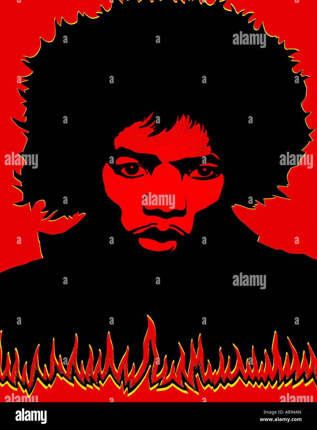 Jimi Hendrix Poster aus den 60er Jahren. Stockfoto