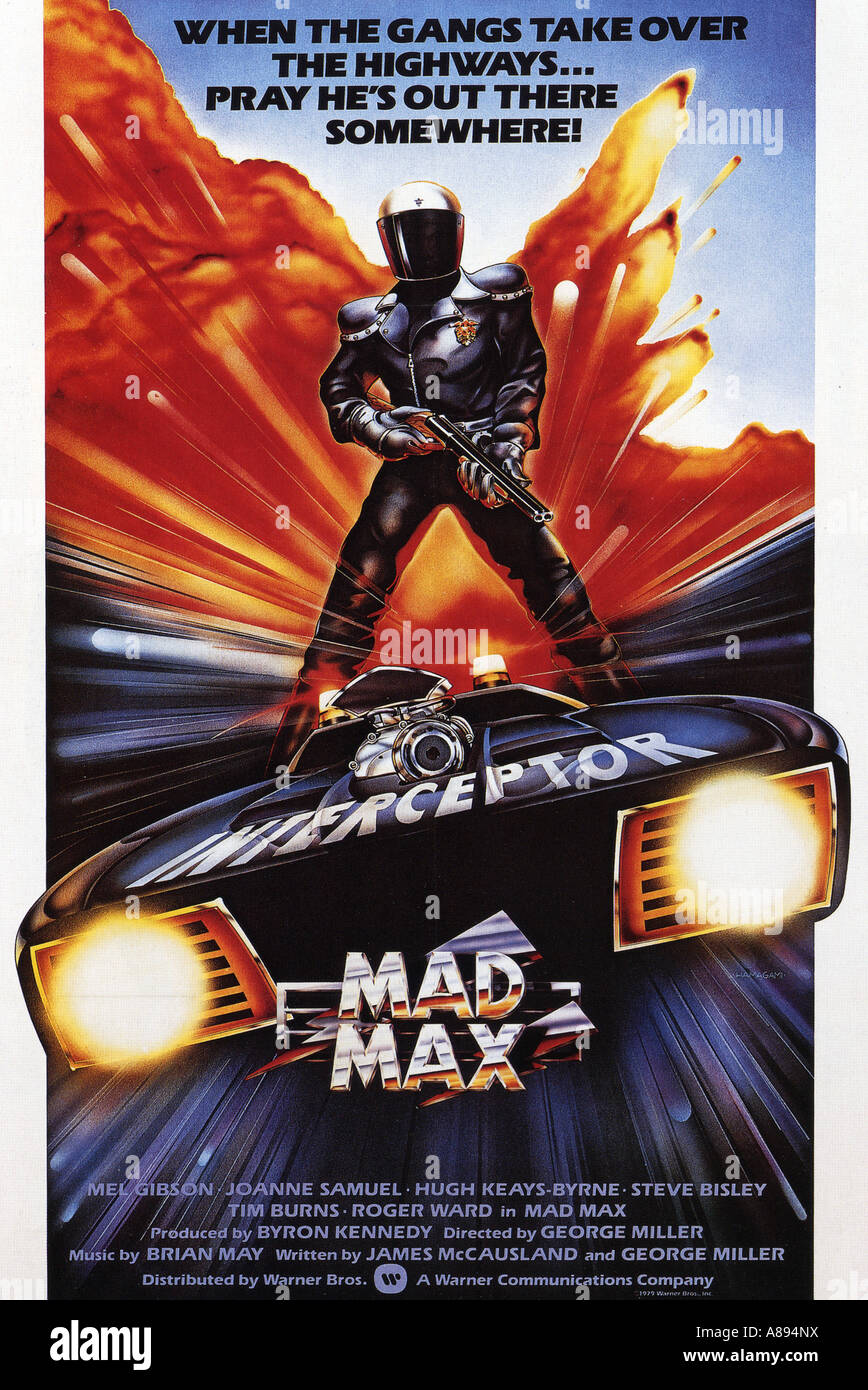 MAD MAX Plakat für 1979 Warner film mit Mel Gibson Stockfoto