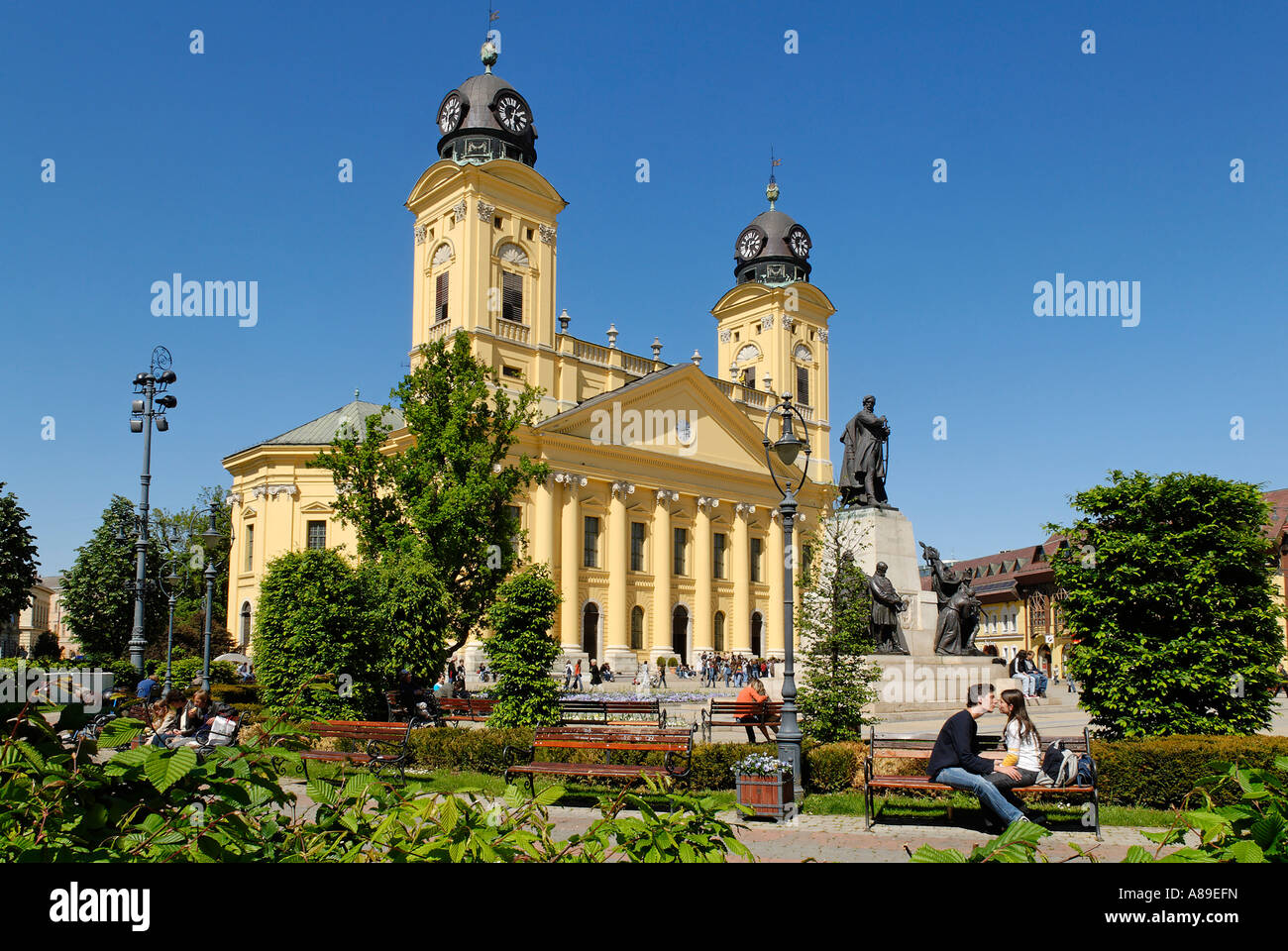 Reformierte Kirche, Stadt Platz Debrecen, Ungarn Stockfoto