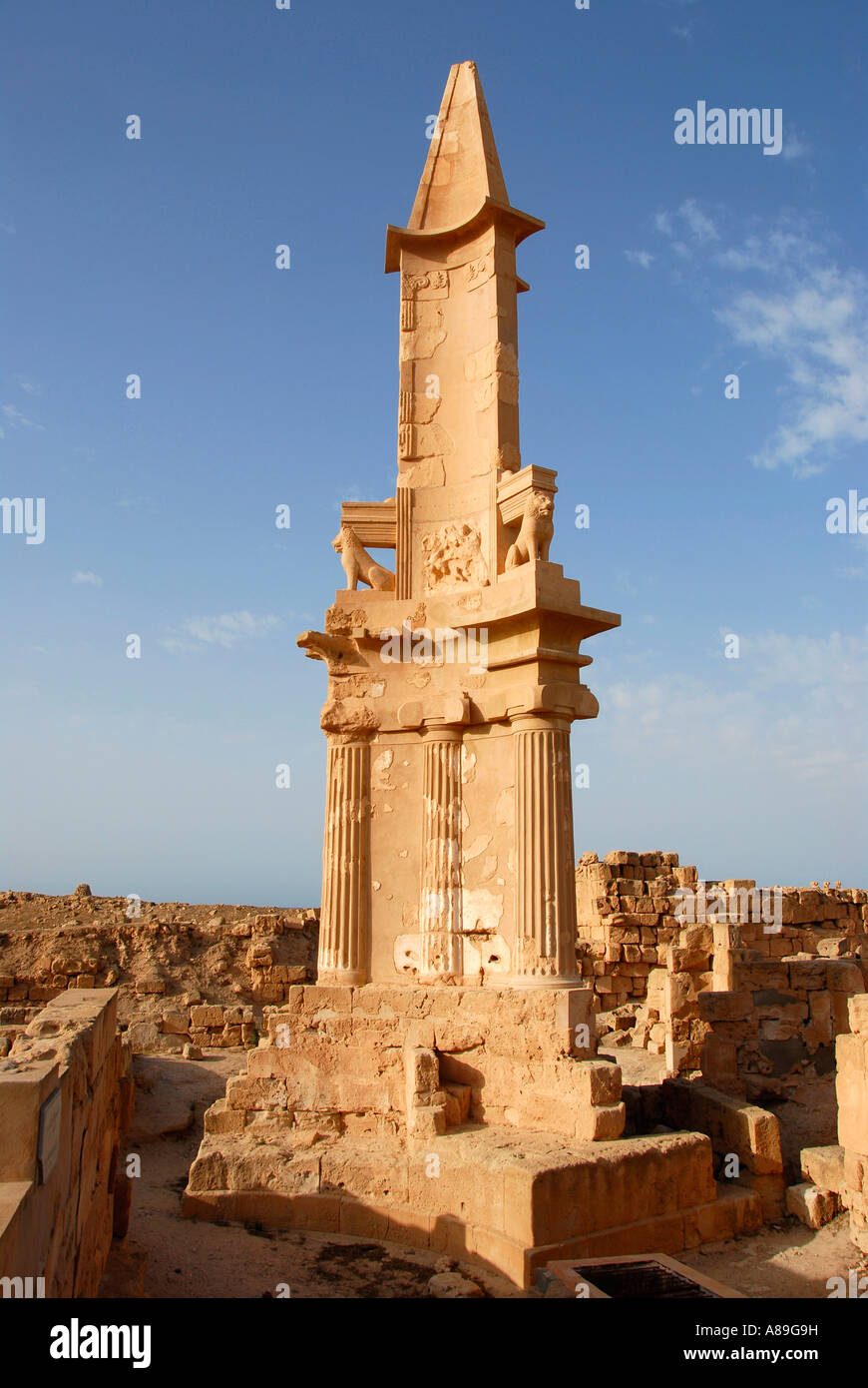 Punischen Mausoleum Sabratha Libyen Stockfoto