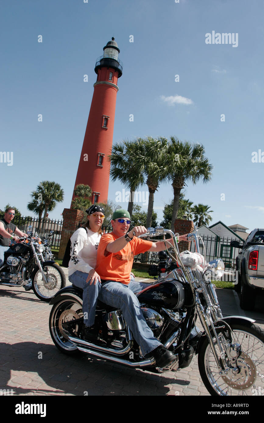 Dayton Beach Florida, Ponce de Leon Inlet Water Lighthouse Museum, Geschichte, erbaut, gebaut 1887, zweithöchste US-Marke, Fahrradwoche, Motorrad-Motorräder, ev Stockfoto