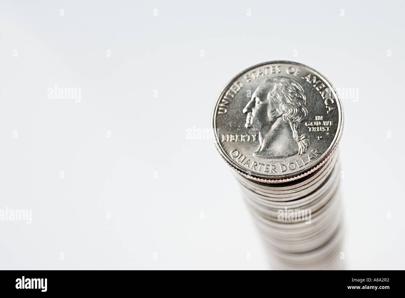 Stapel von Viertel-Dollar-Münzen Stockfoto