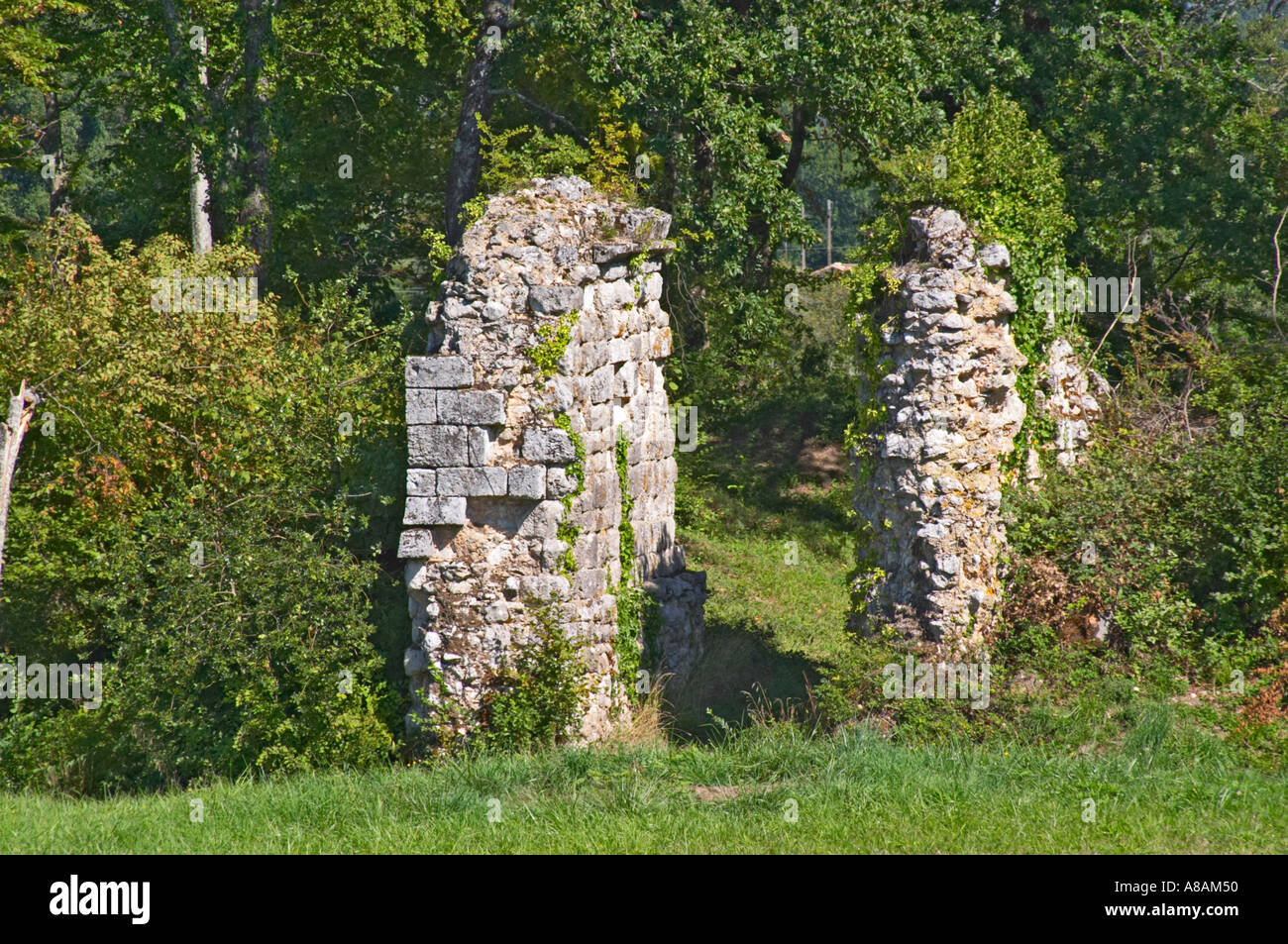 Ruine eines alten Schlosses im Garten. Chateau De La Tour (oder Clos