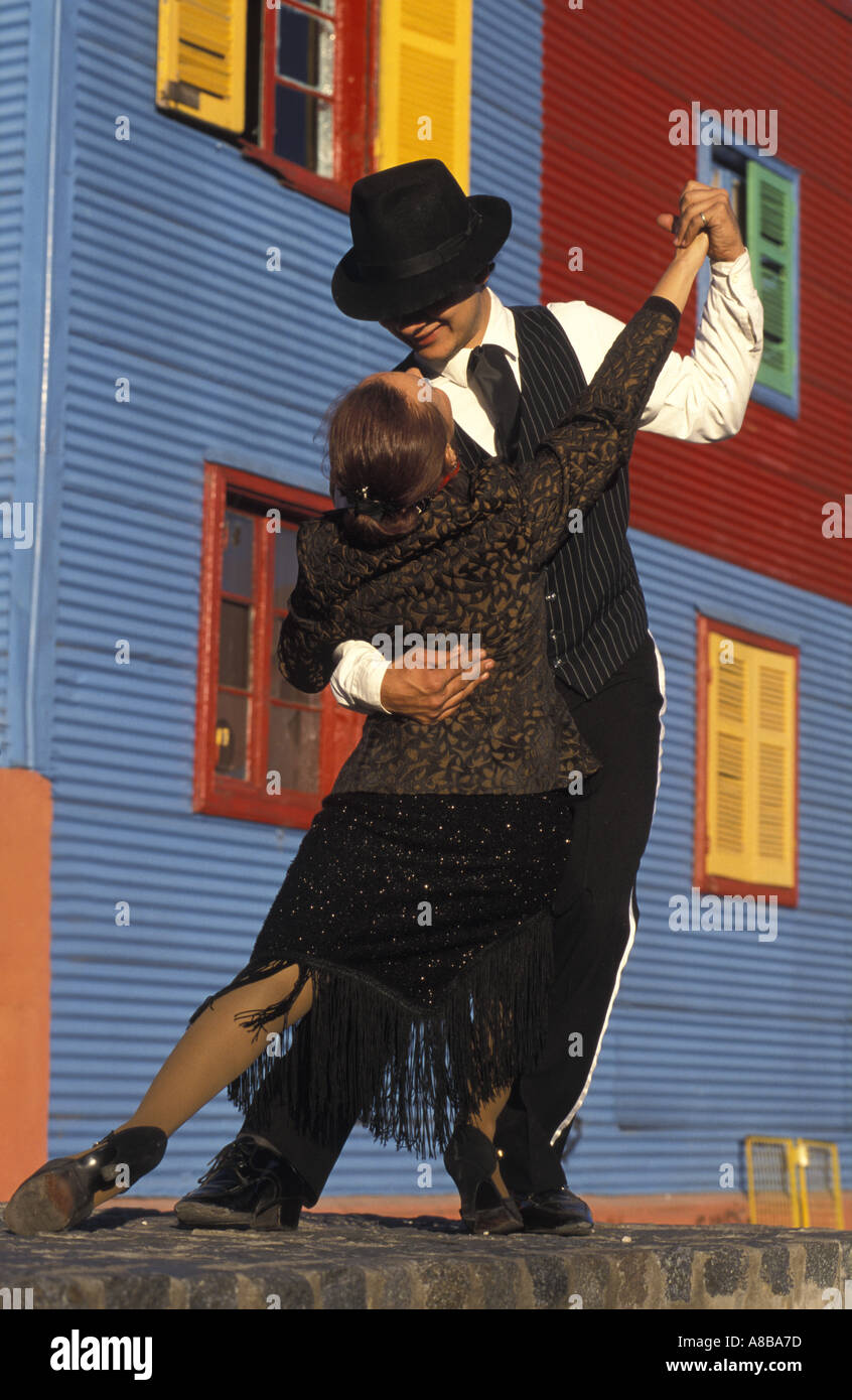 Argentinien Buenos Aires La Boca-Viertel Calle Caminito Tango-Tänzer Stockfoto