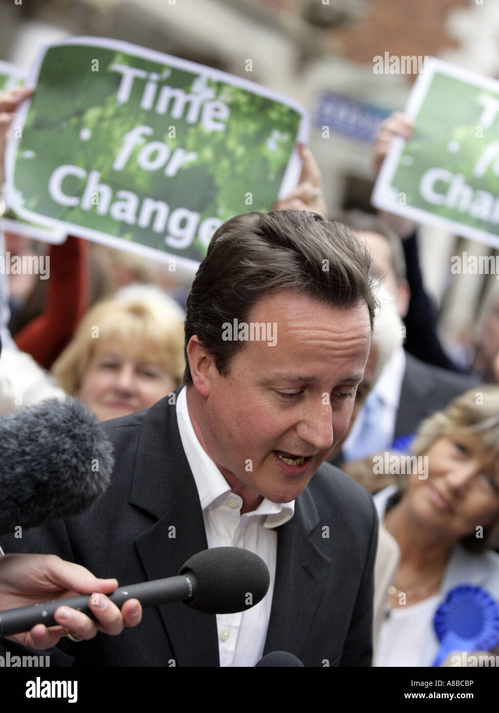 David Cameron Kundenwerbung bei einer Wahl Stockfoto