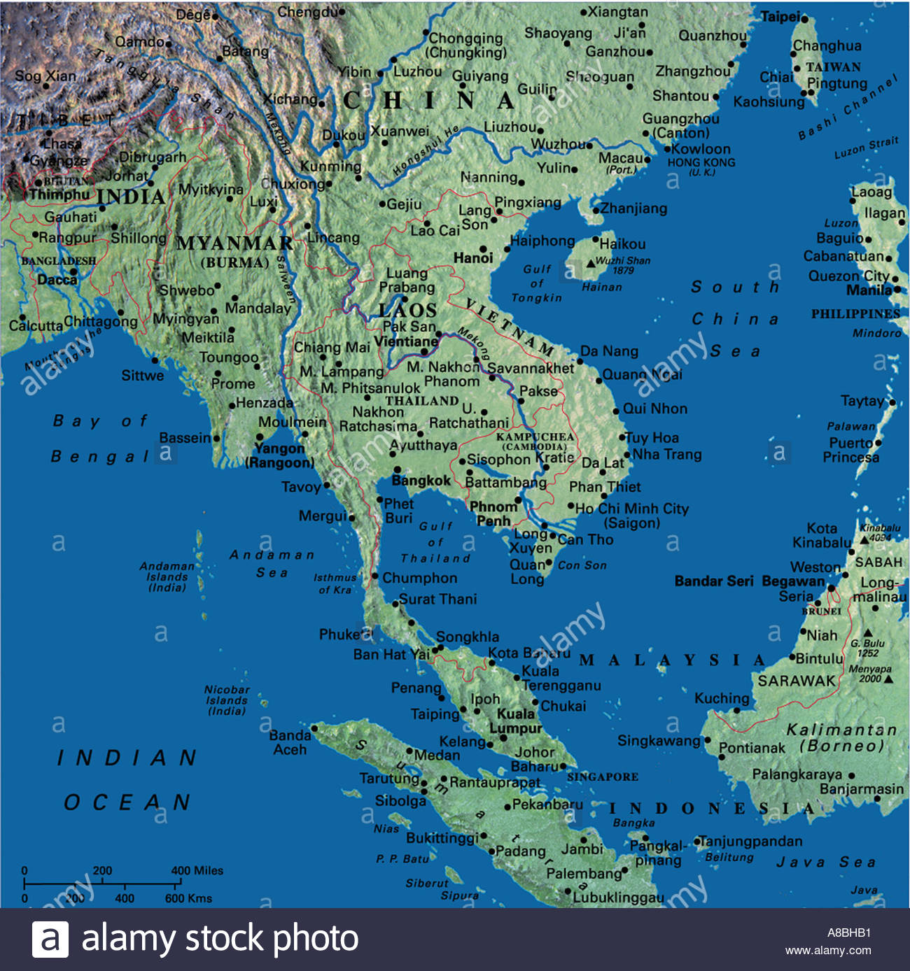 Karte Karten Asien Thailand Indonesien Stockfoto, Bild: 3933616 - Alamy