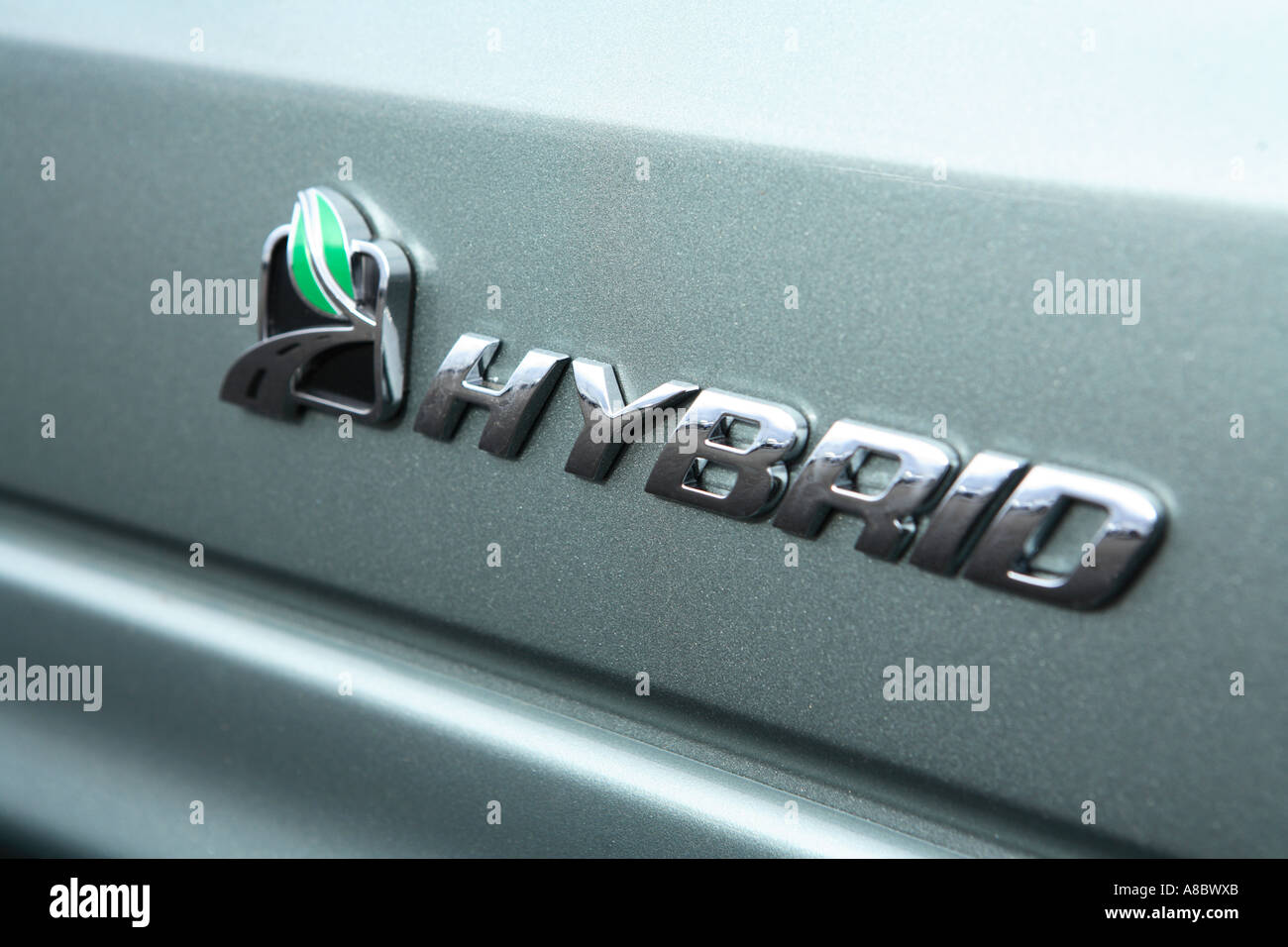 Abzeichen auf einem 2006 Ford Escape Hybrid-SUV Stockfoto